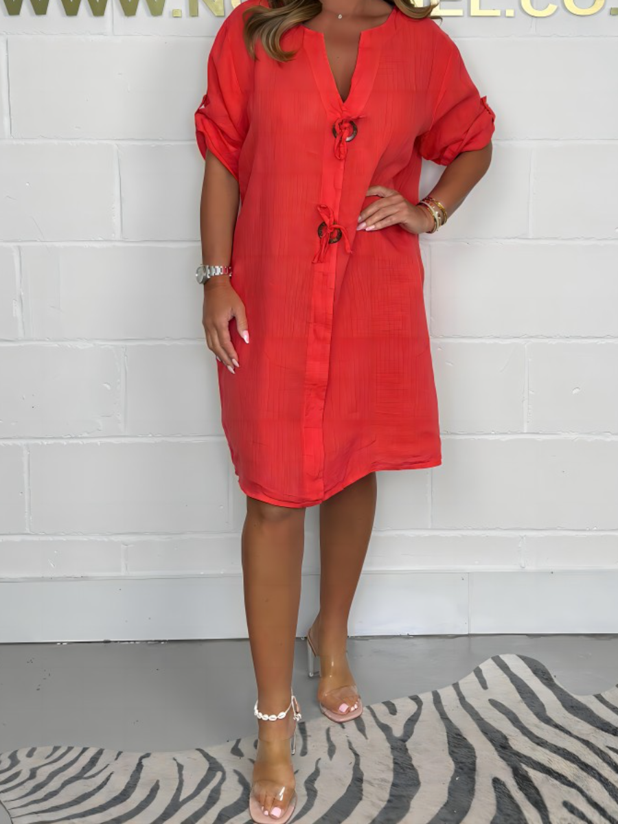 The Chic Comfy Linen Button Dress