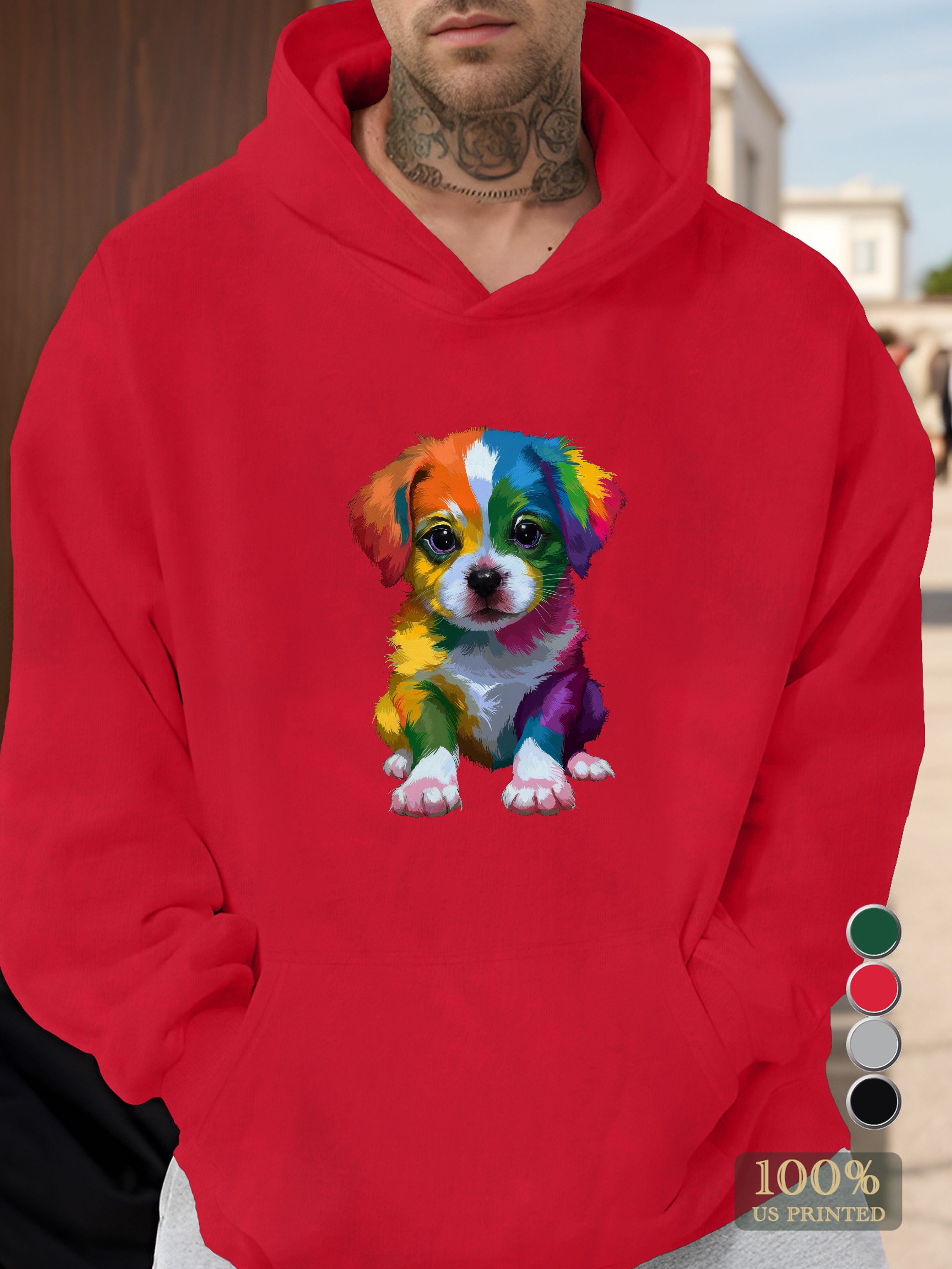 Colorful Puppy Men's hooded sweatshirt