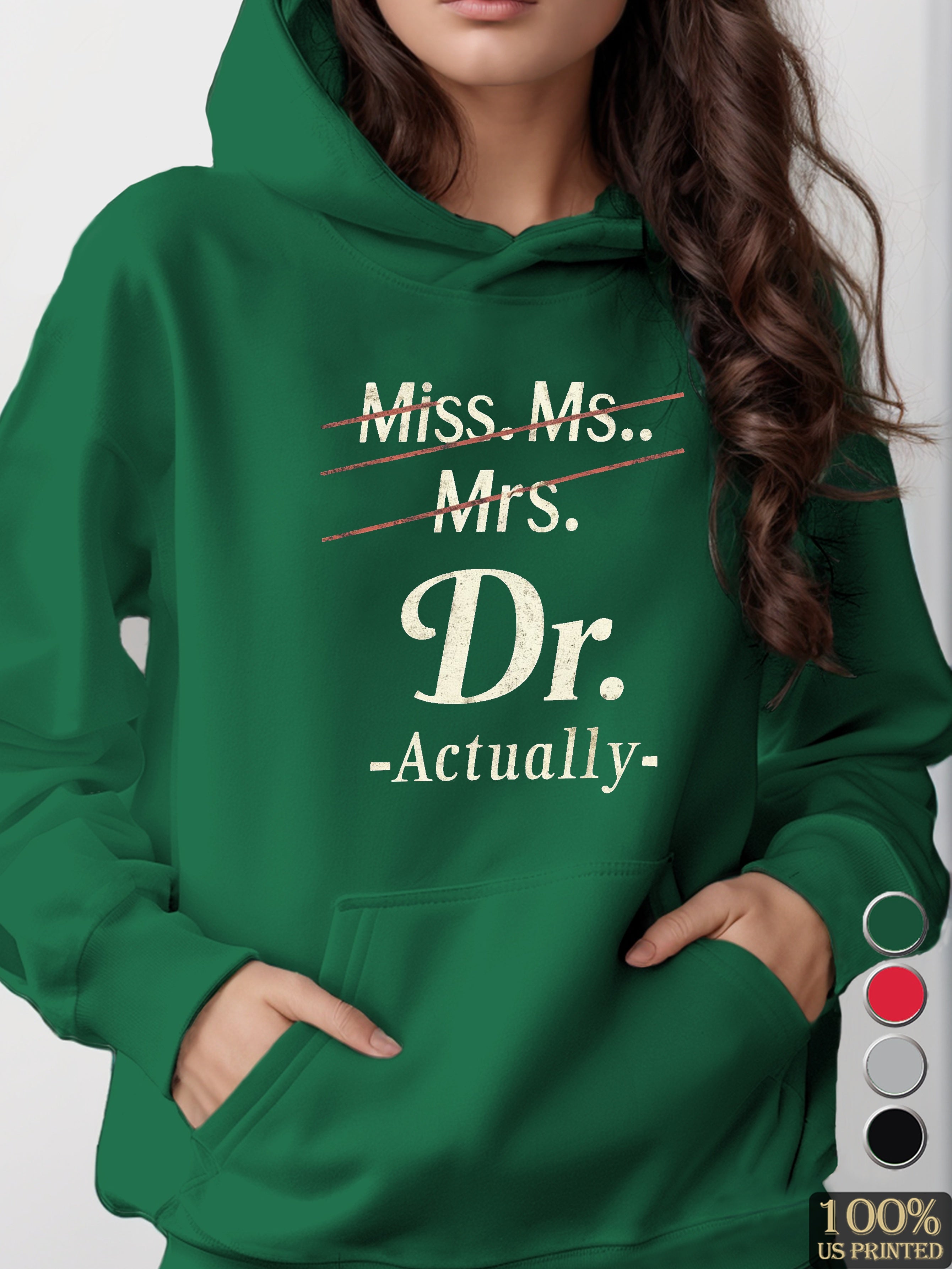 Dr with strikethrough titles women's hooded sweatshirt