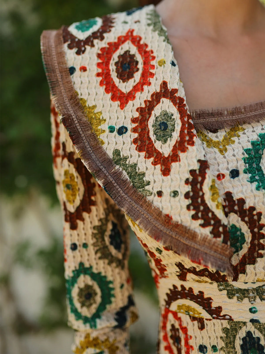 Square Collar Printed Elegant Maxi Dress