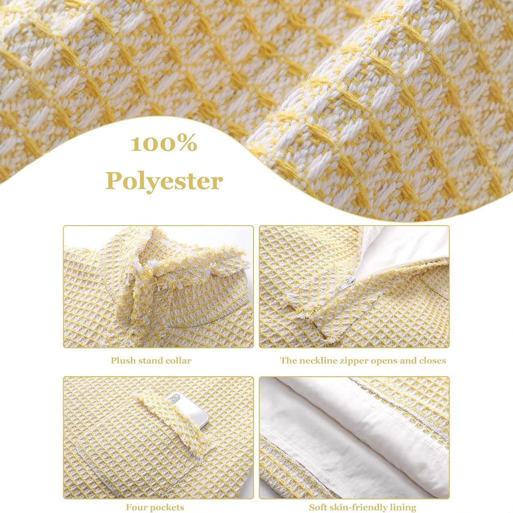 Demure Tweed Dress With Zipper Pockets