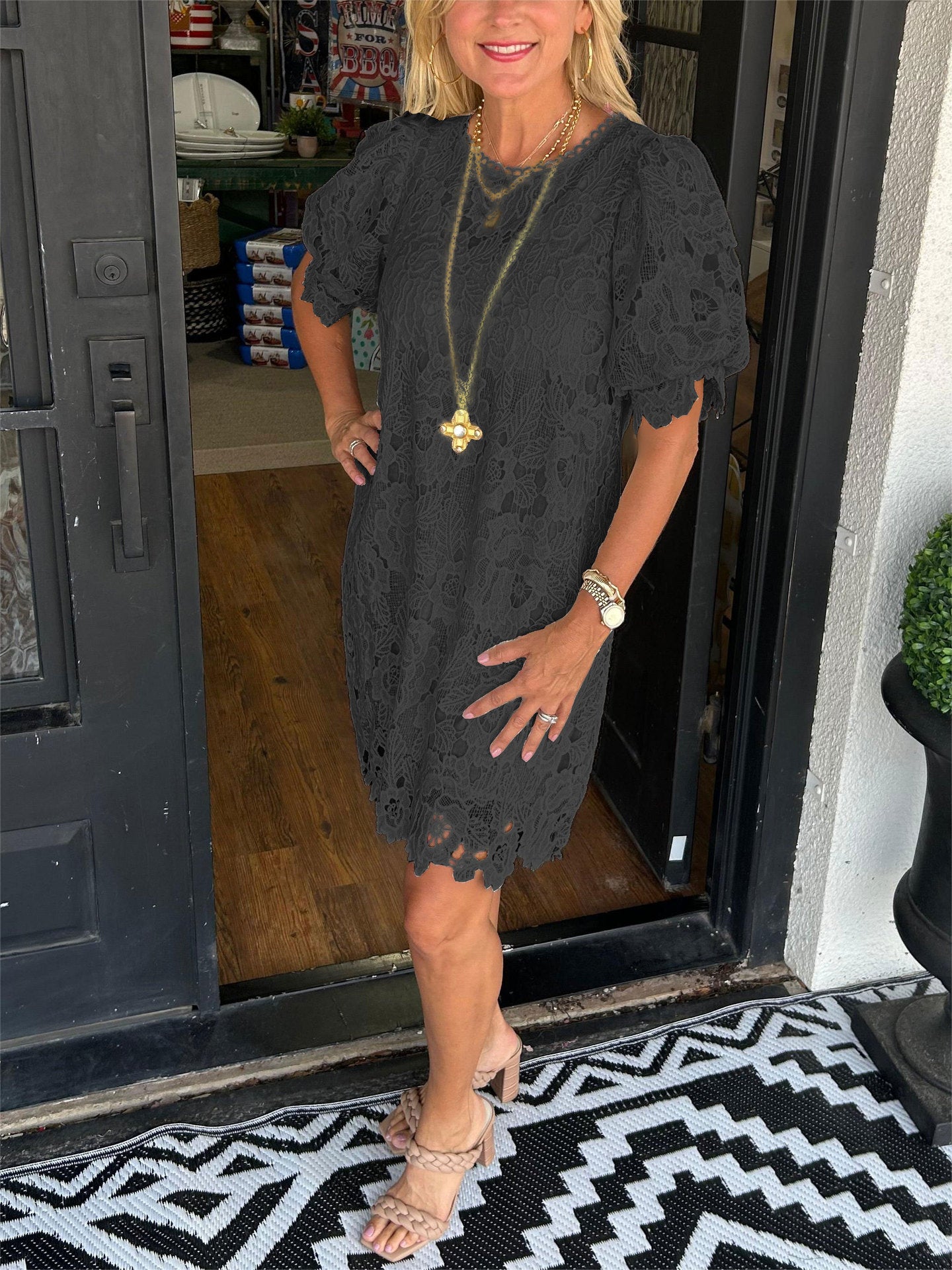 Elegant Comfy Lace Short Dress