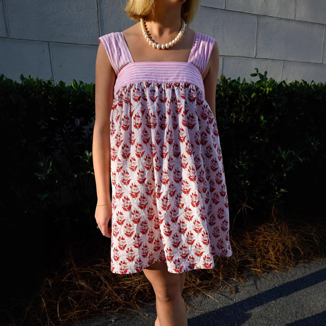 Adorable Printed Lace-Up Dress