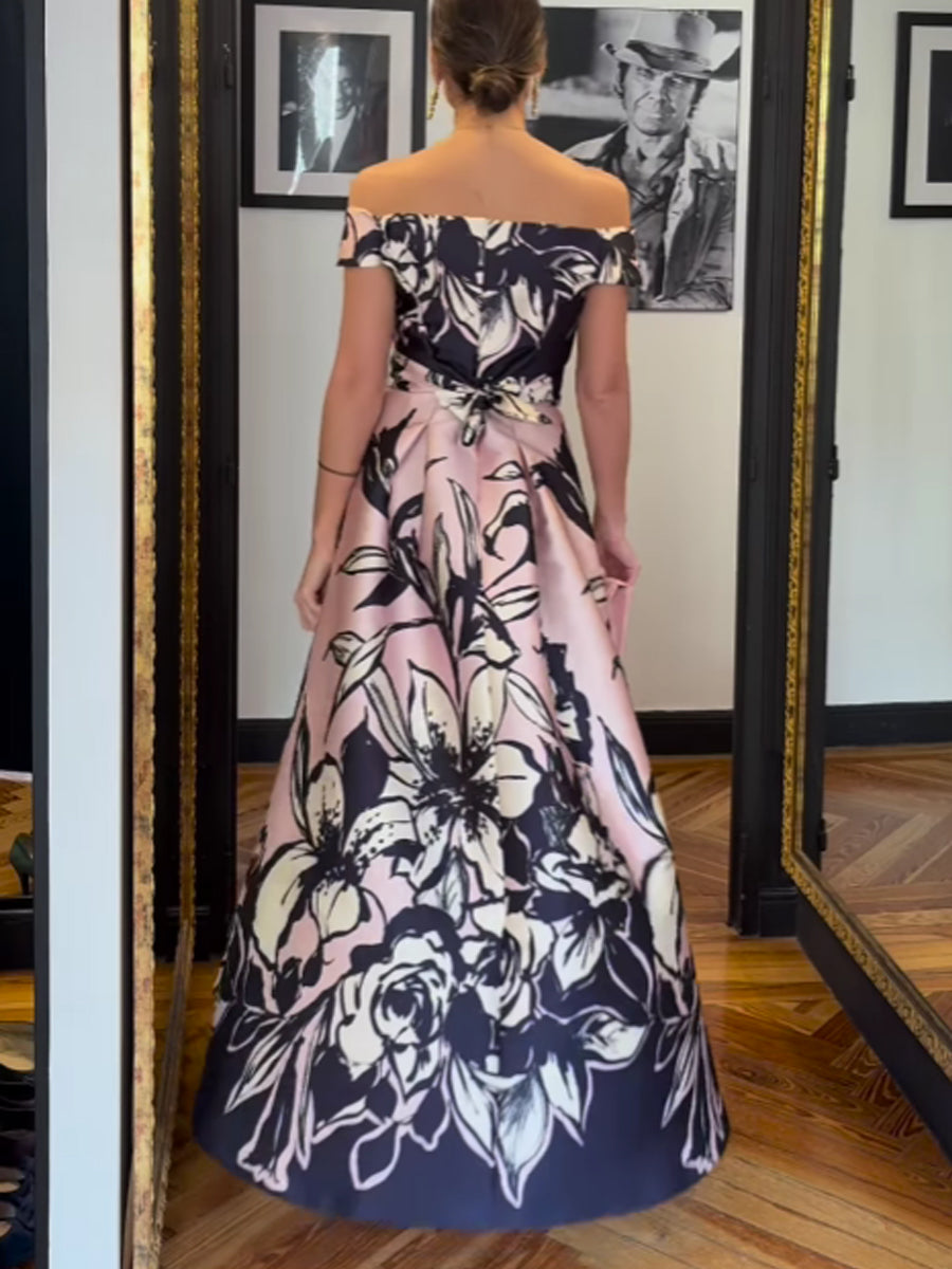 Off Shoulder Printed Party Dress