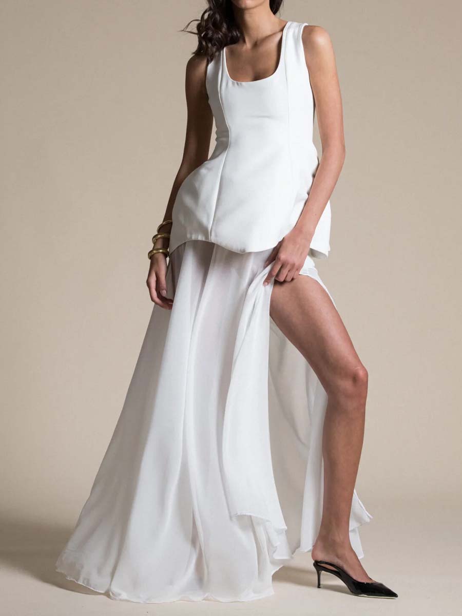 Elegant Slit Hem Two Pieces Dress