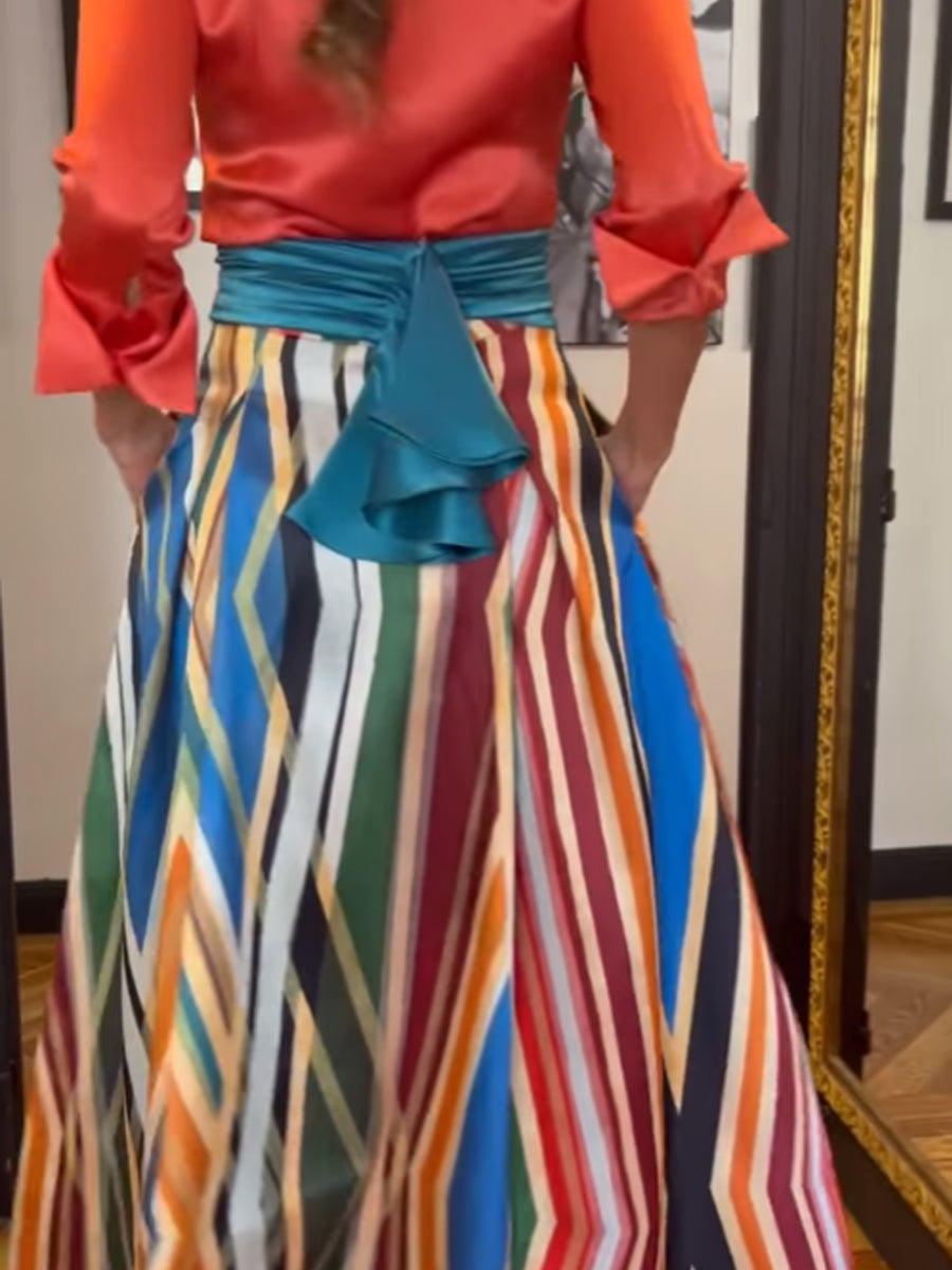 Elegant Multicolor Printed Two Pieces Dress