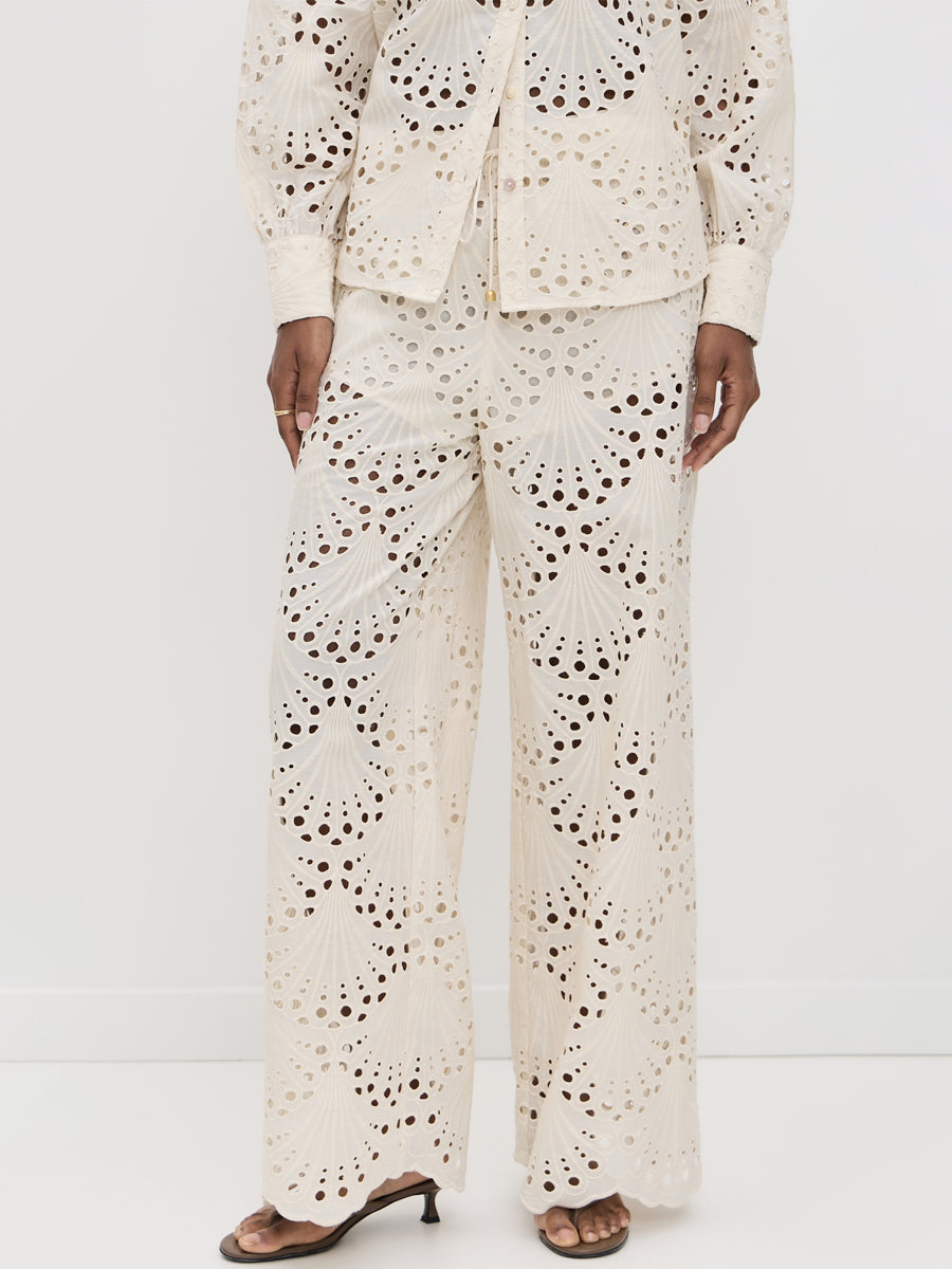 Embroidery Eyelet Two Pieces Set