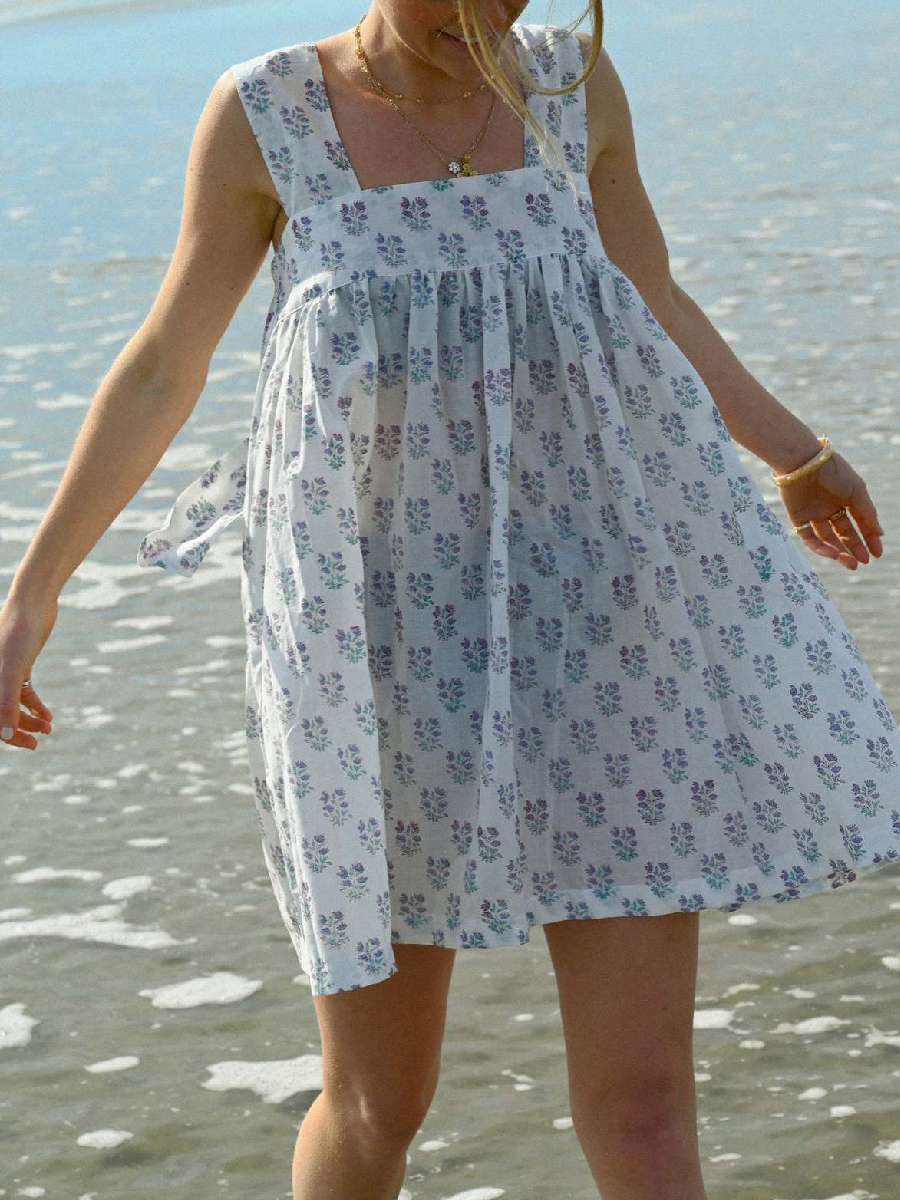 Adorable Printed Lace-Up Dress