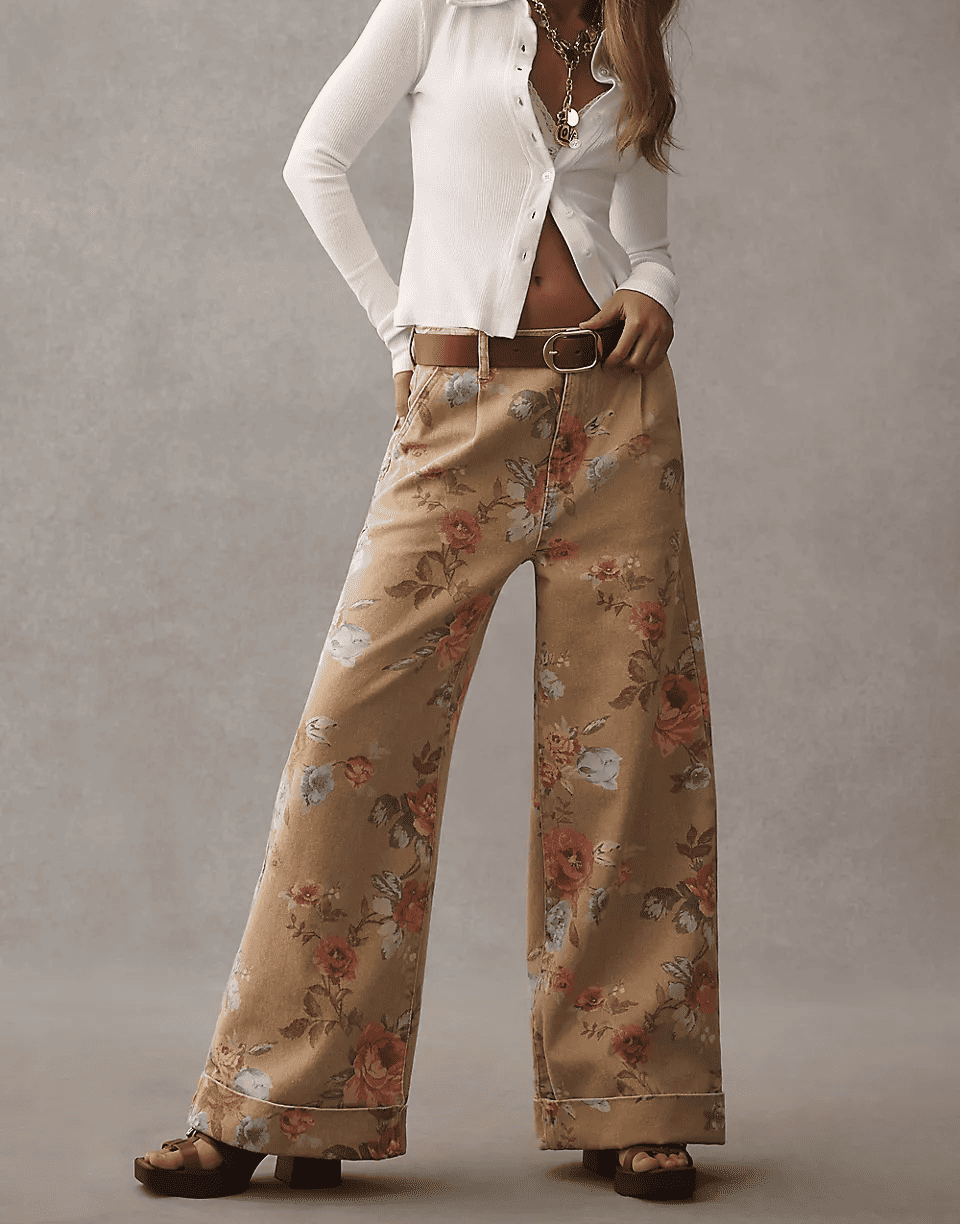 The Double Hem High-Rise Wide-Leg Cuffed Jeans