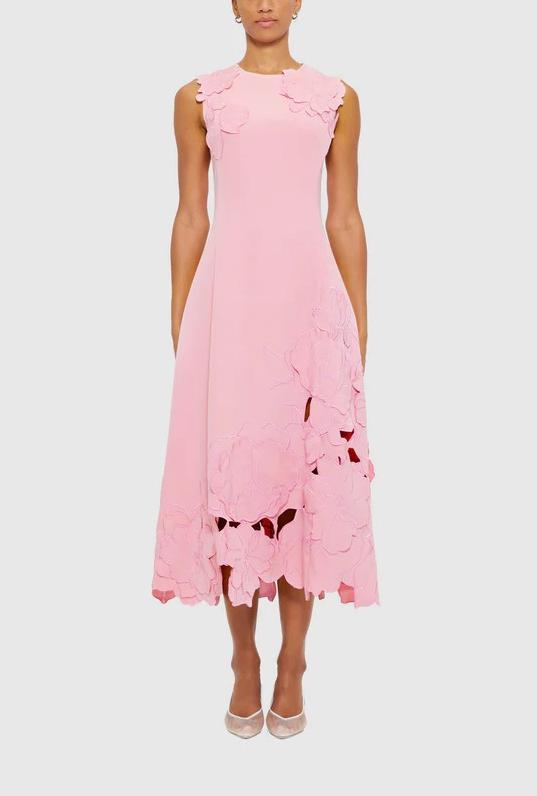 Pink Cream Sleeveless Midi Dress