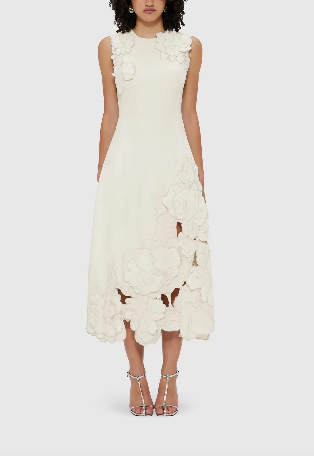 Pink Cream Sleeveless Midi Dress