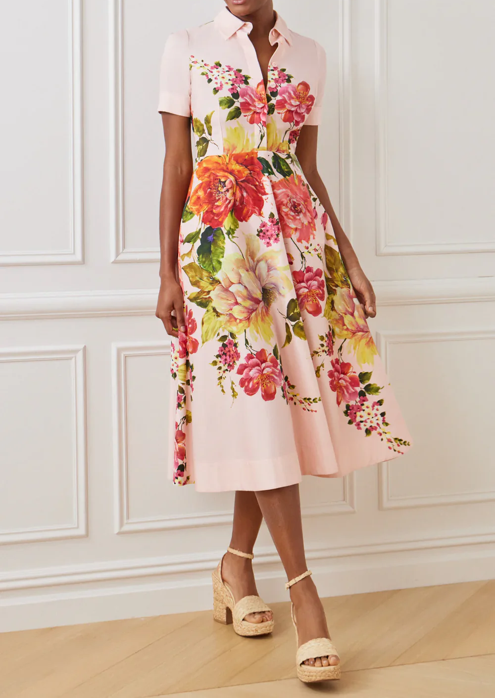 Floral Border Print Shirt Dress