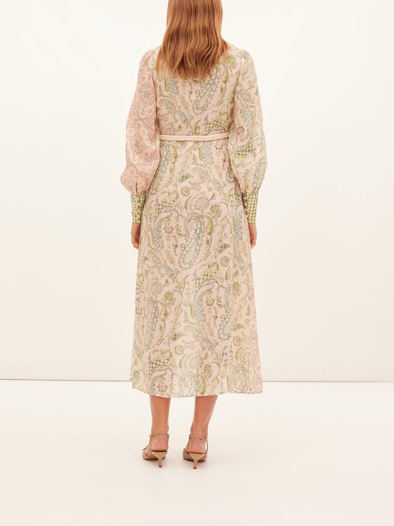 Spliced Print Design Midi Dress