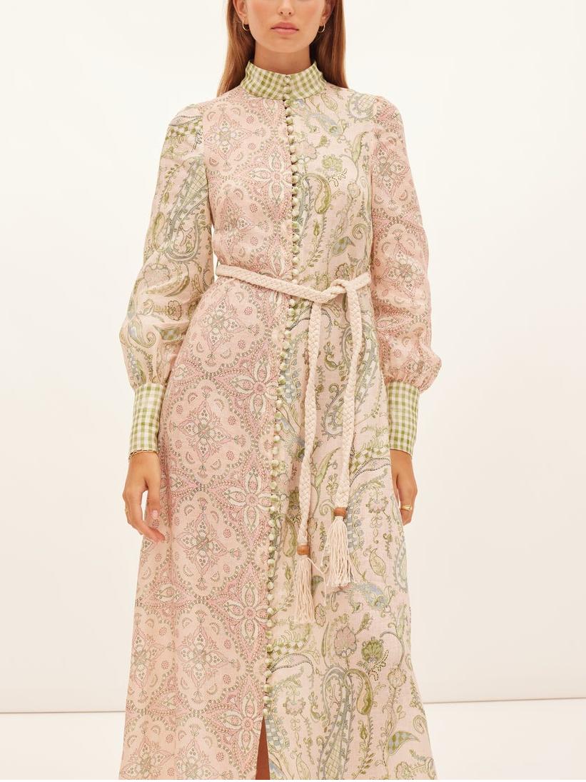 Spliced Print Design Midi Dress