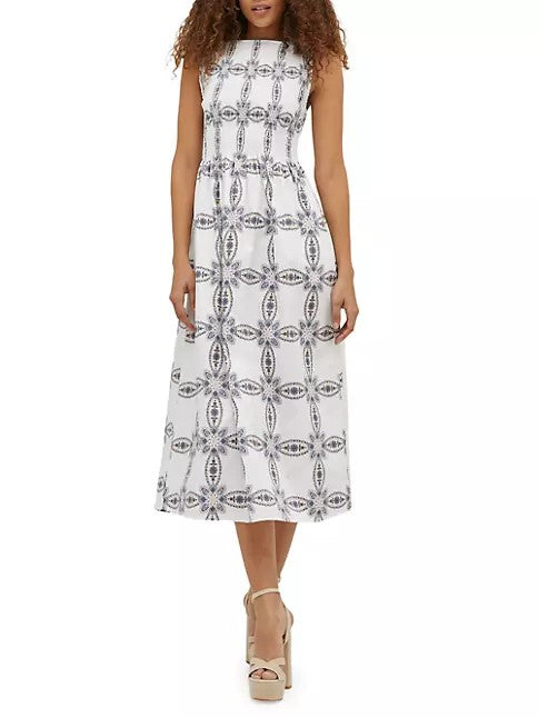 Cosima Black And White Printed Sleeveless Dress