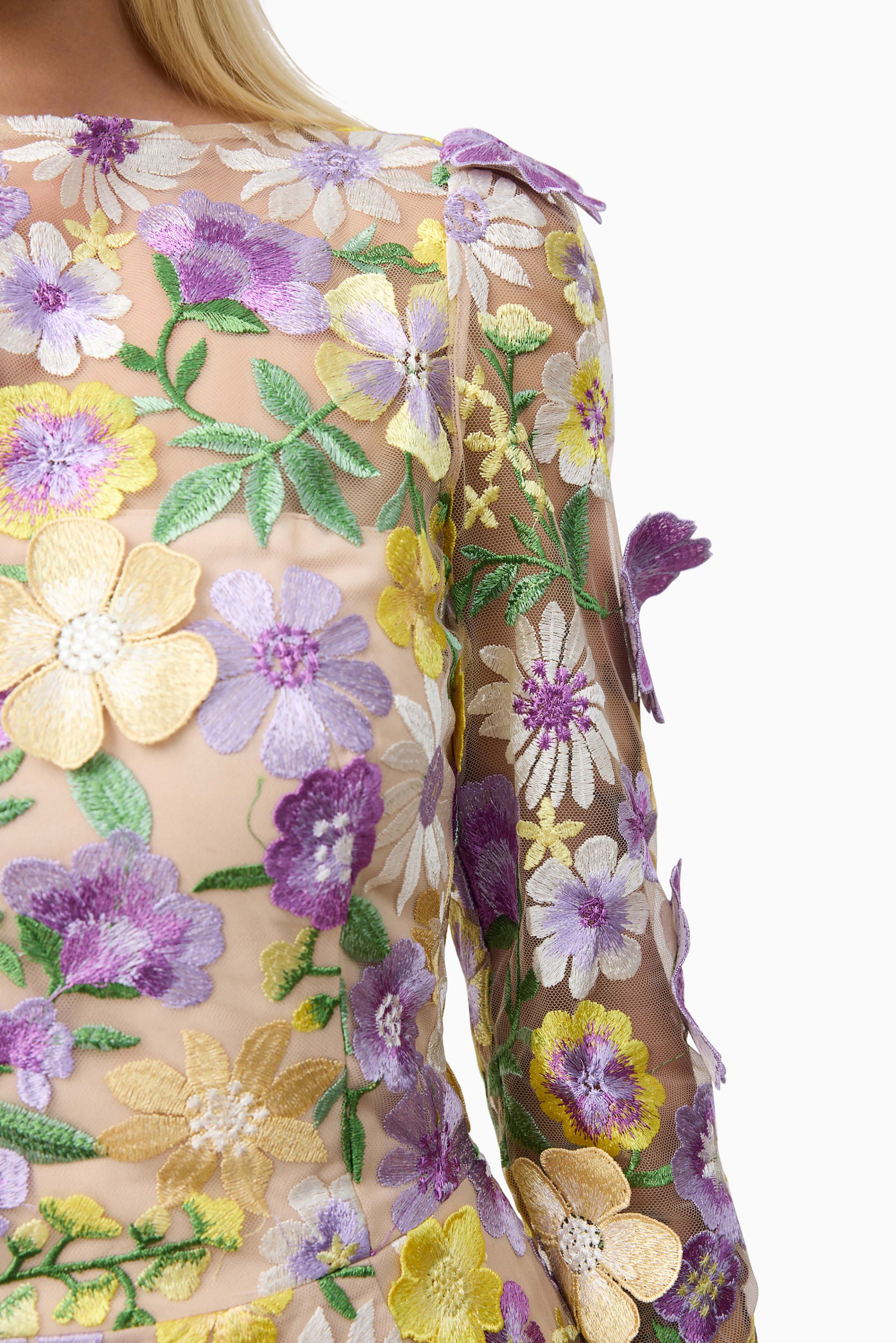3D Floral Midi Dress