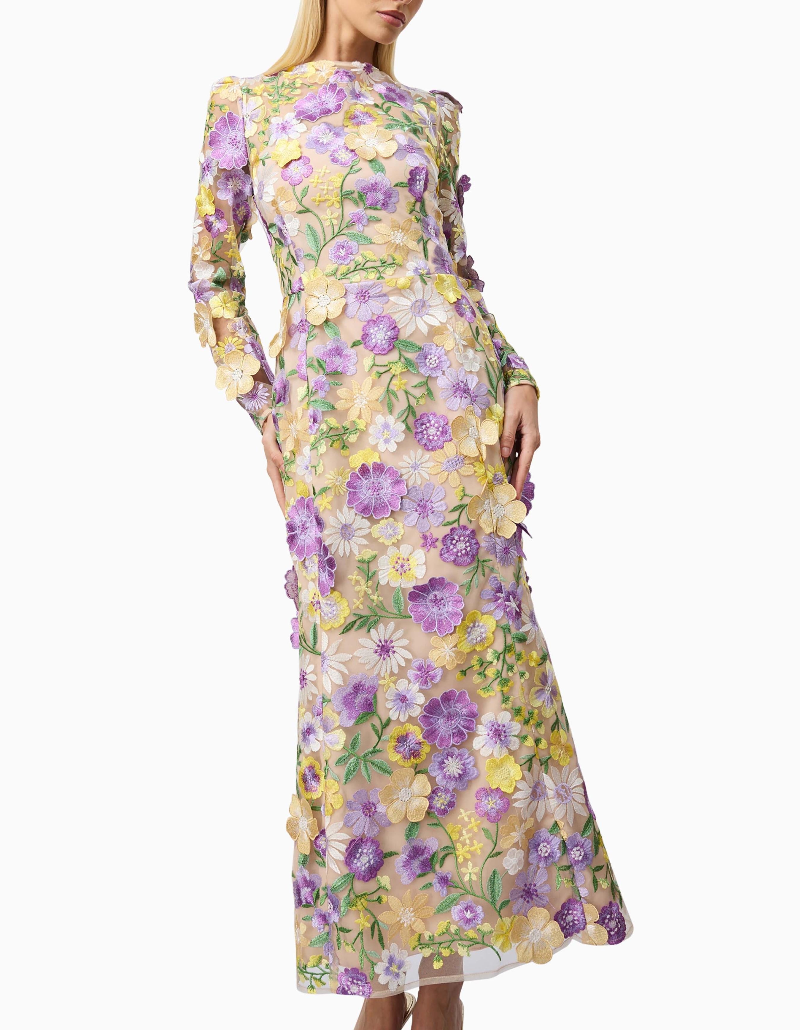 3D Floral Midi Dress