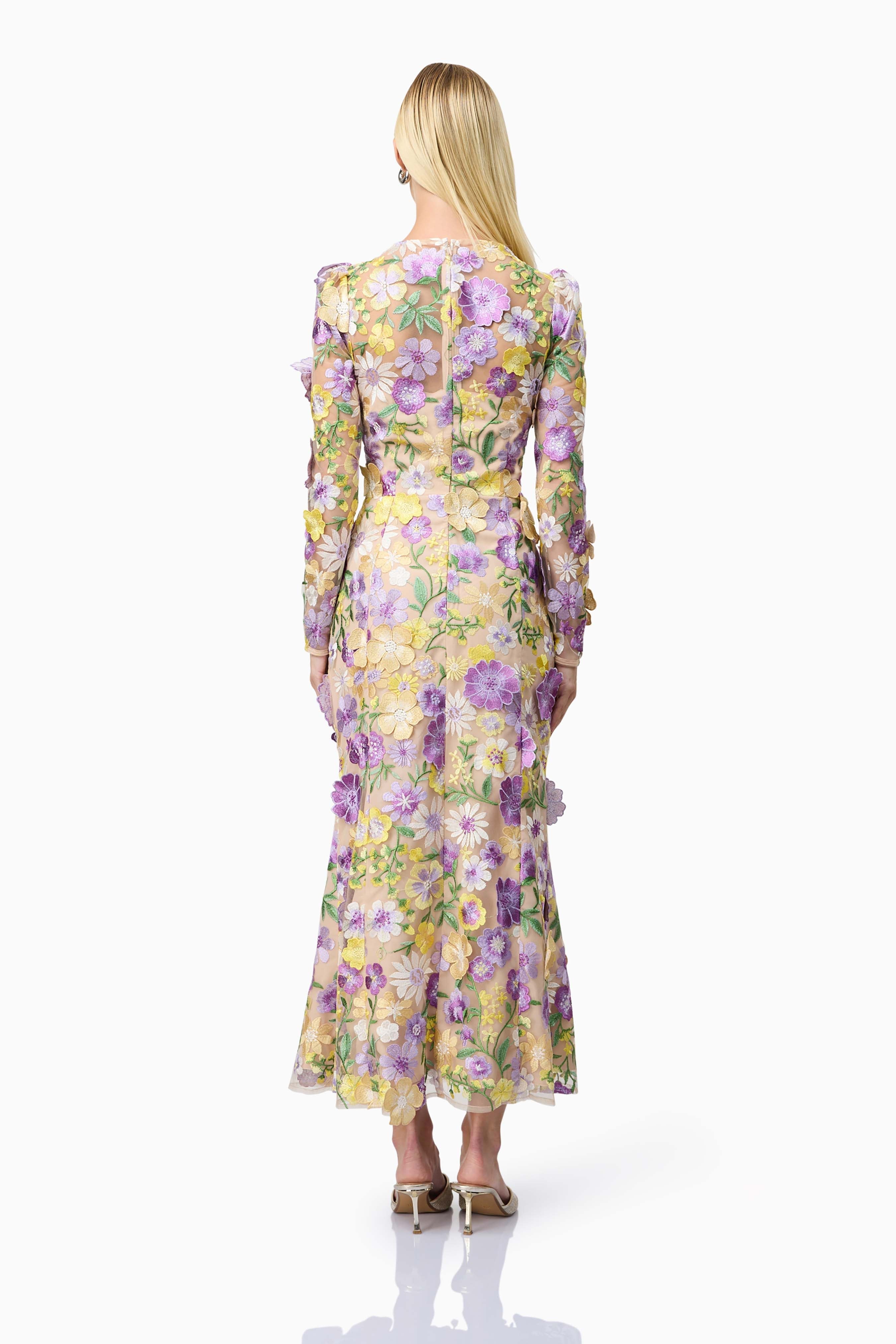 3D Floral Midi Dress