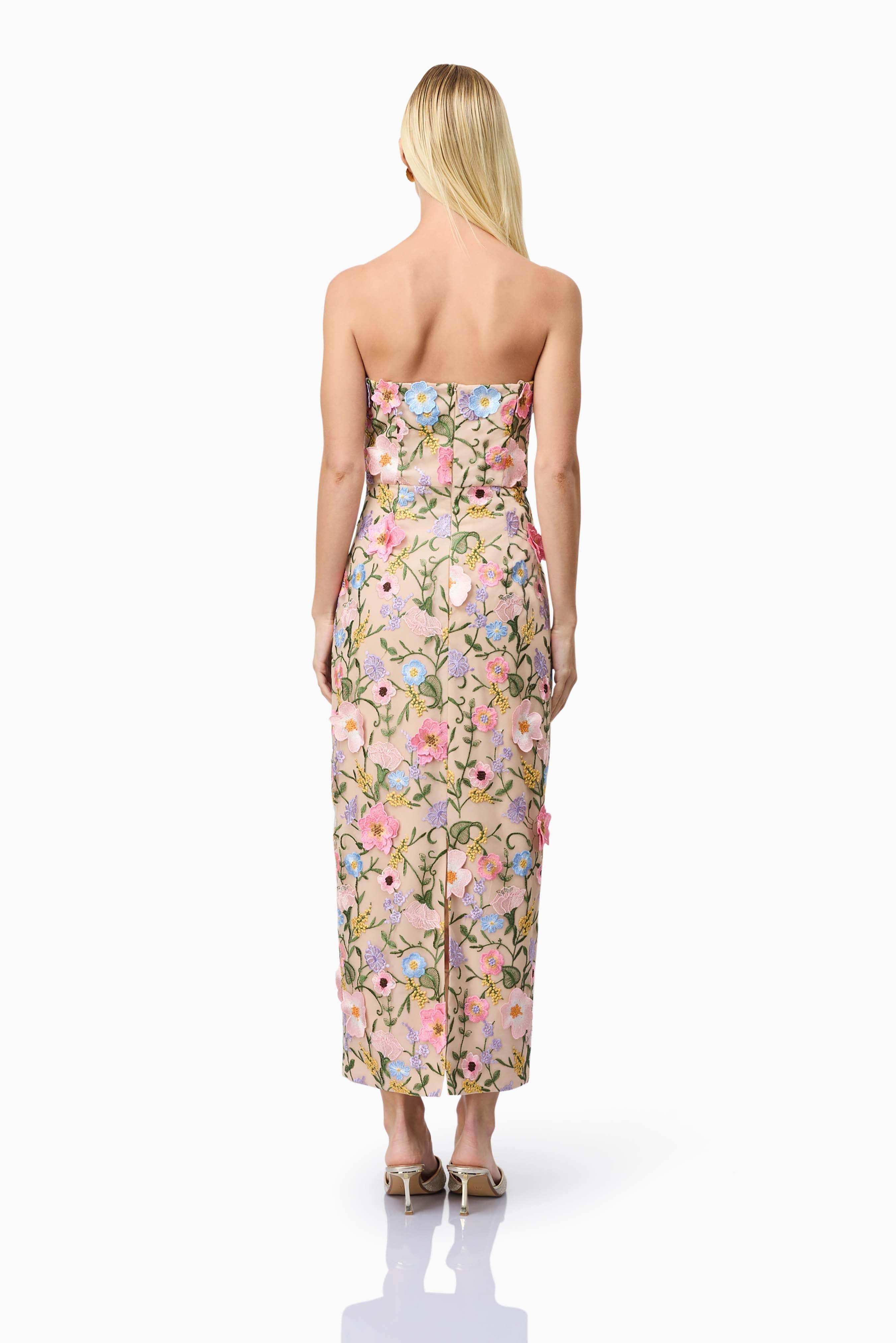 Strapless Midi Dress In Floral