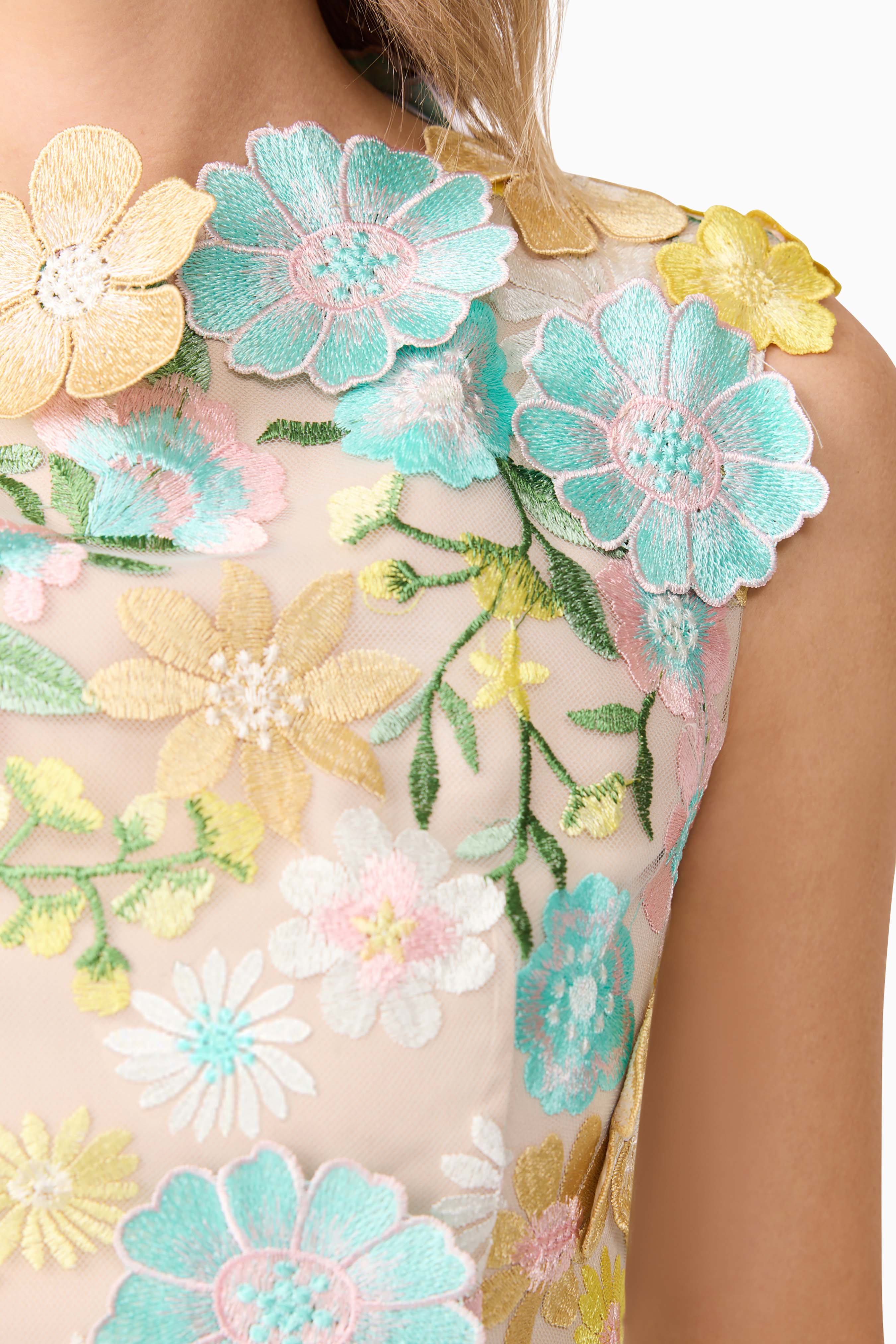 3D Mini Dress In Floral | Embroidered Details
