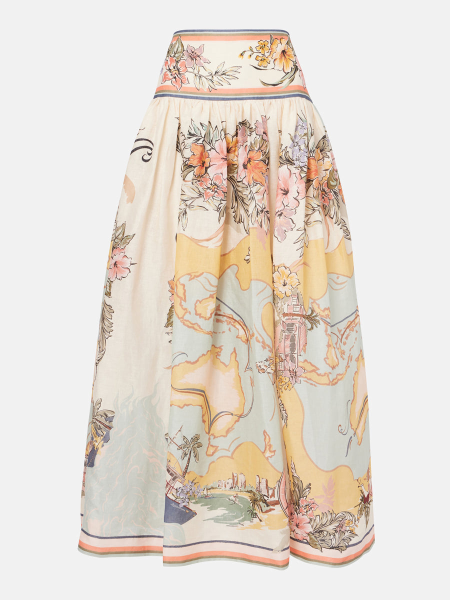Elegant Casual Print High Waist Skirt