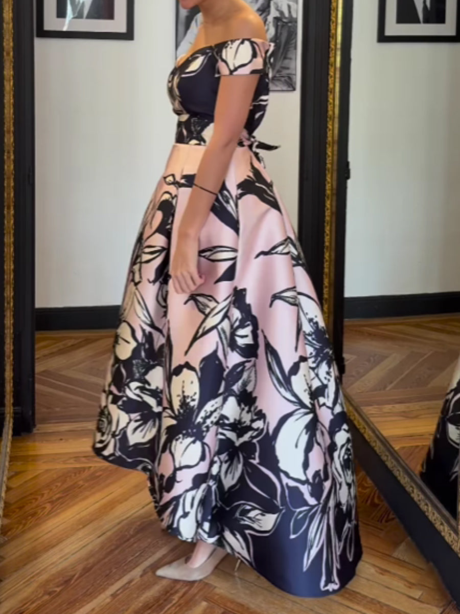 Off Shoulder Printed Party Dress