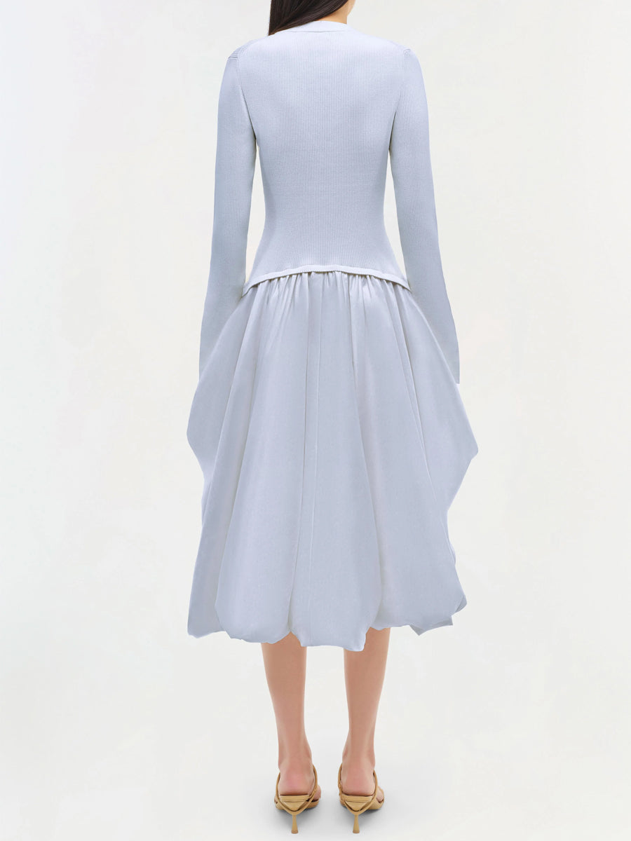 Patchwork Knit Midi Dress