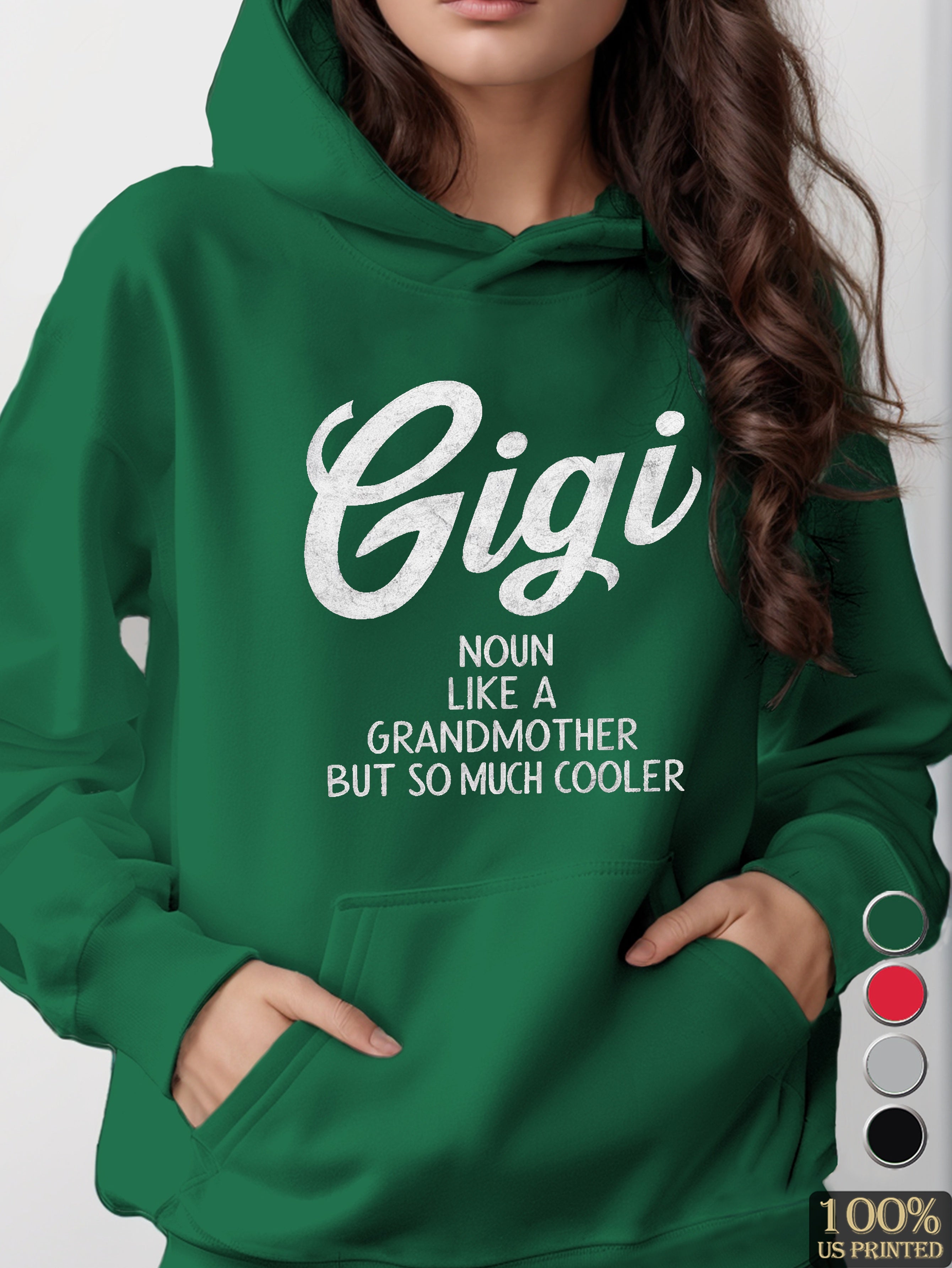 gigi typography illustration women's hooded sweatshirt