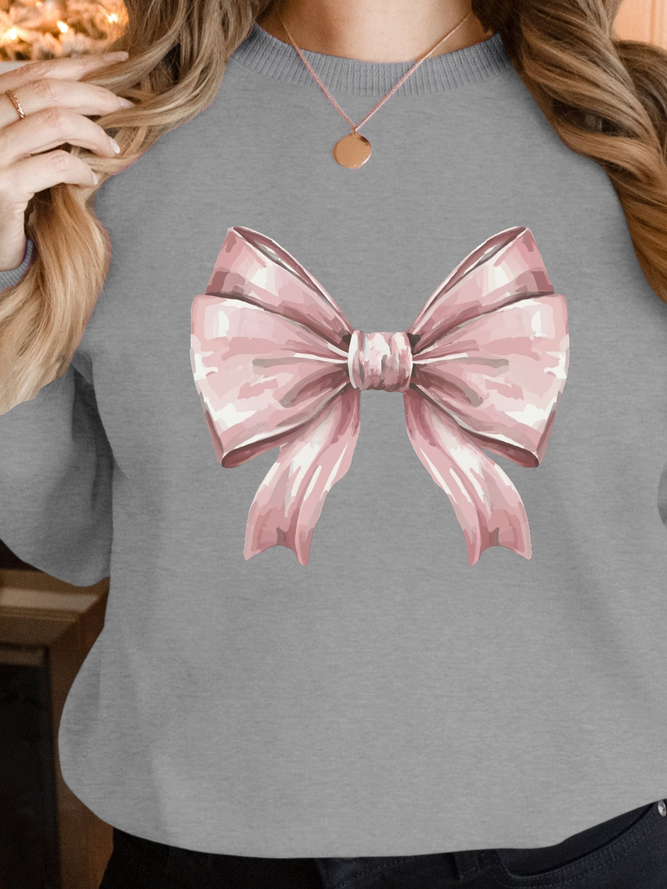 Elegant watercolor pink bow women's sweatshirts