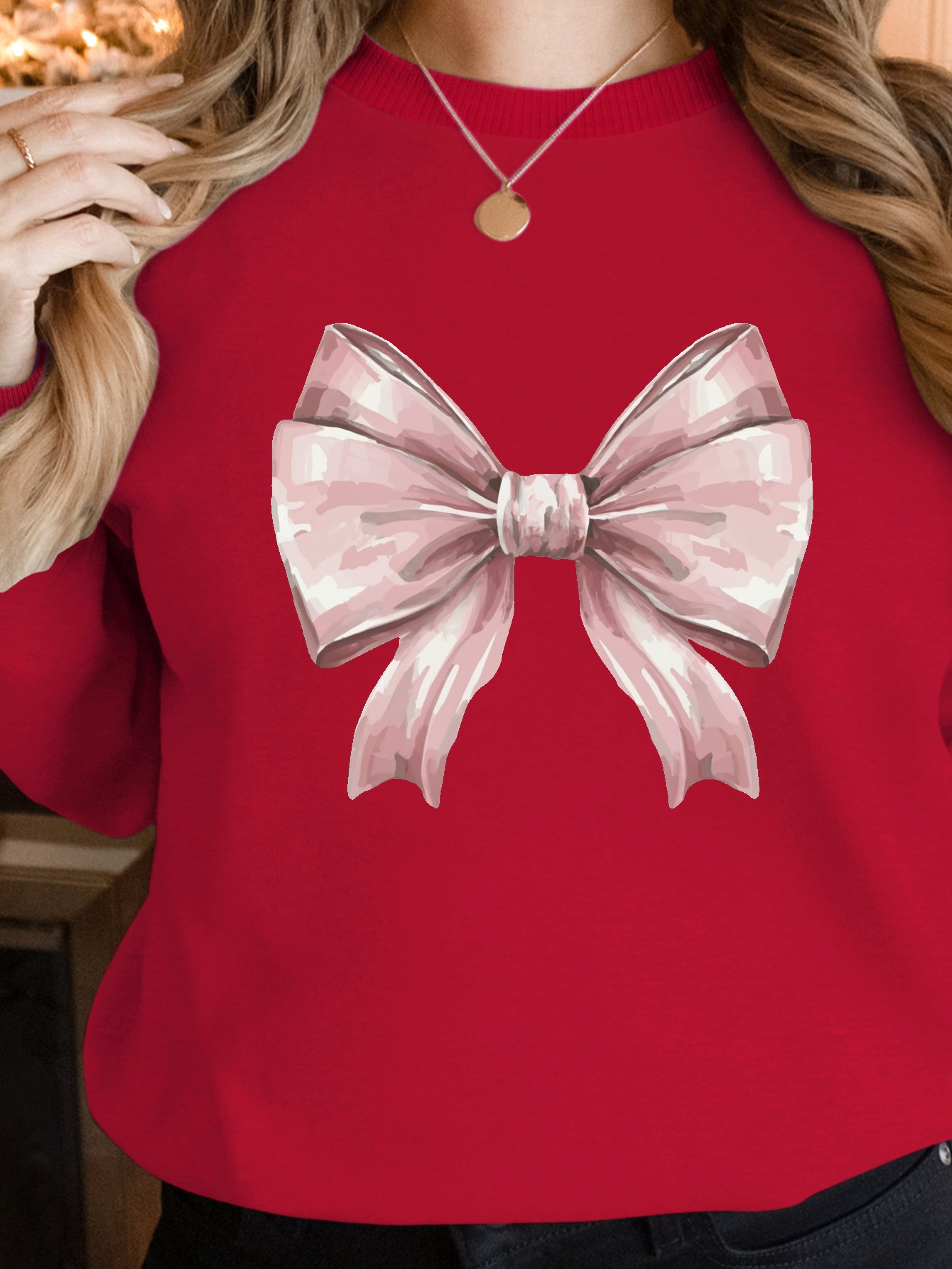 Elegant watercolor pink bow women's sweatshirts