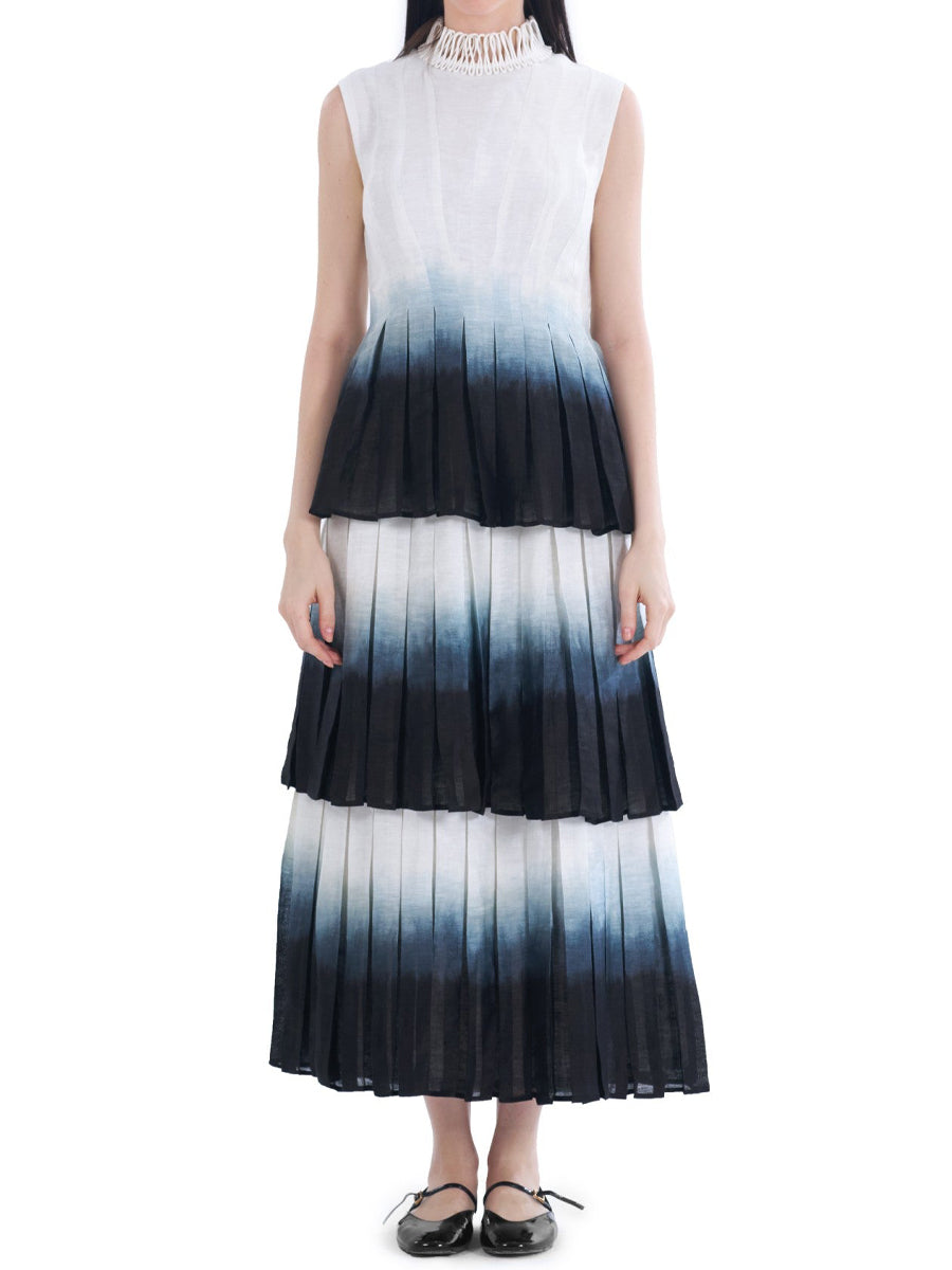 Gradient Print Elegant Tiers Dress