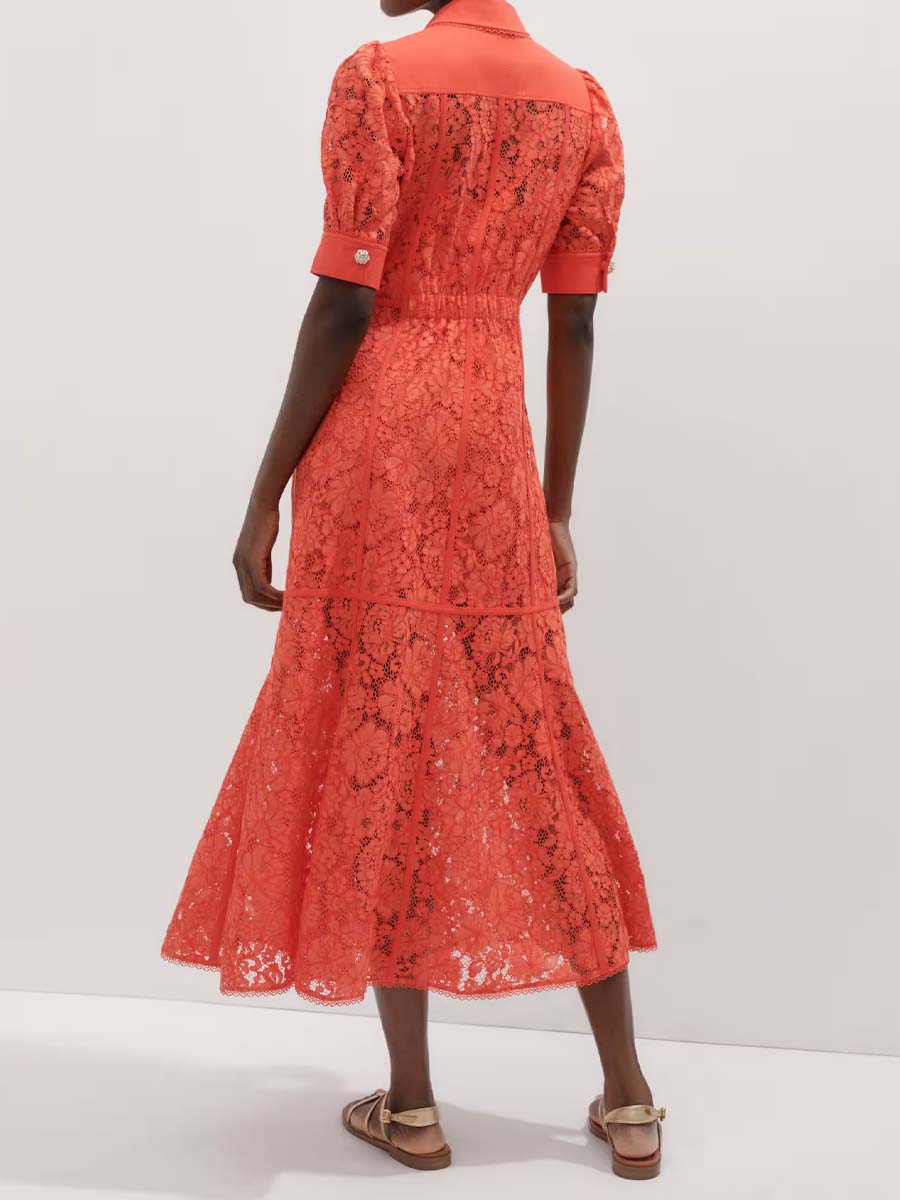 Elegant Lace Ruffle Maxi Dress