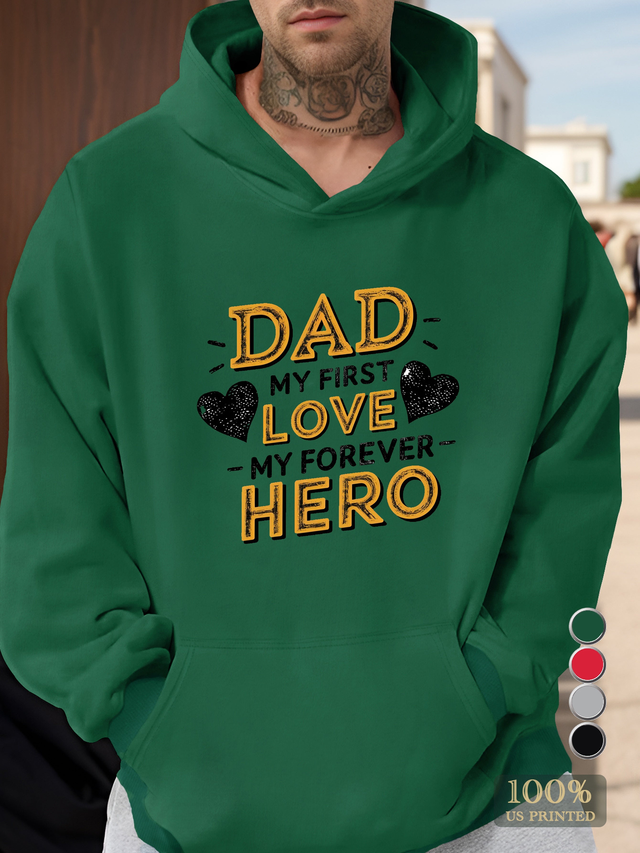 DAD hero love heart Men's hooded sweatshirt