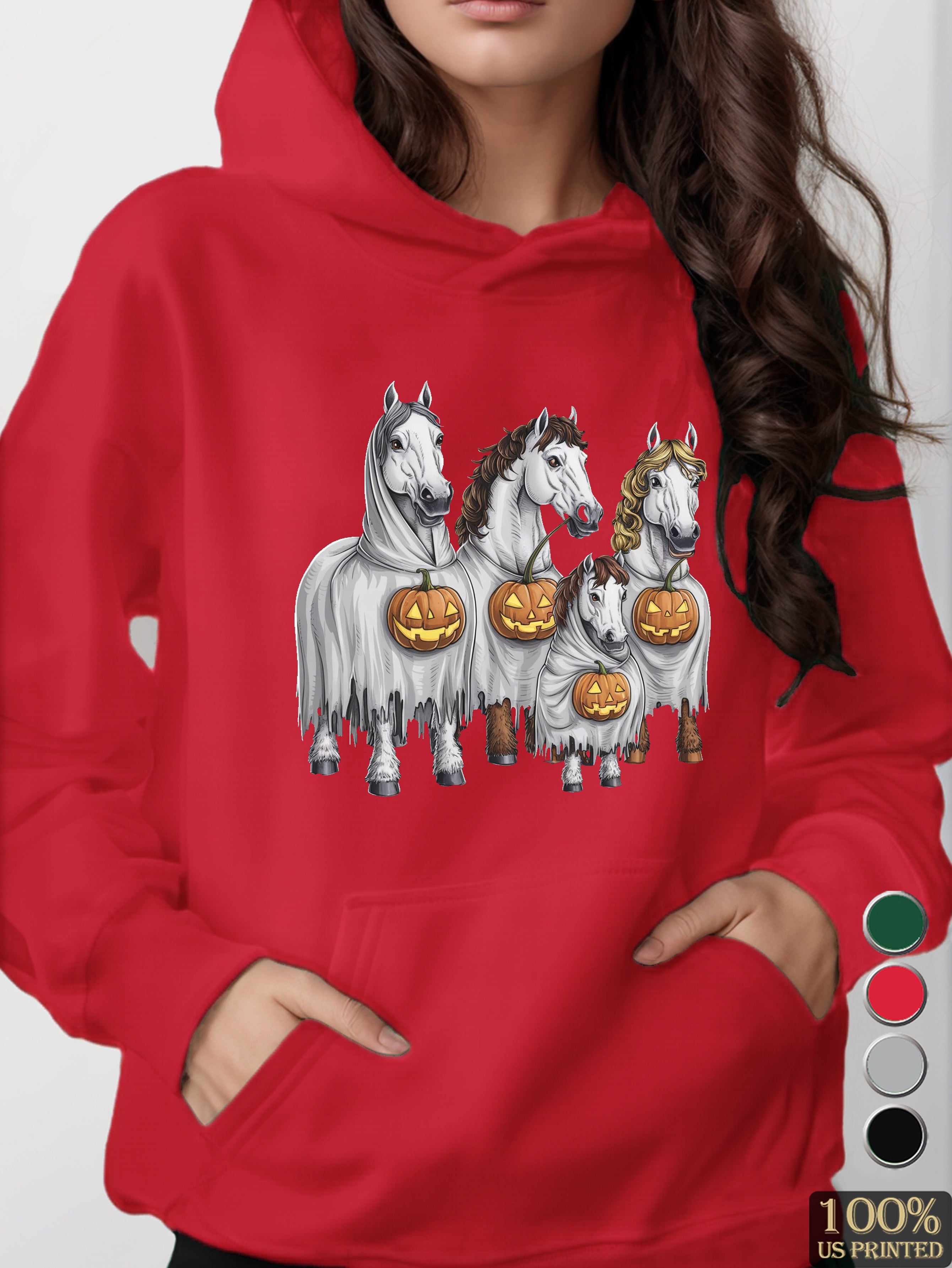 ghostly horses women's hooded sweatshirt