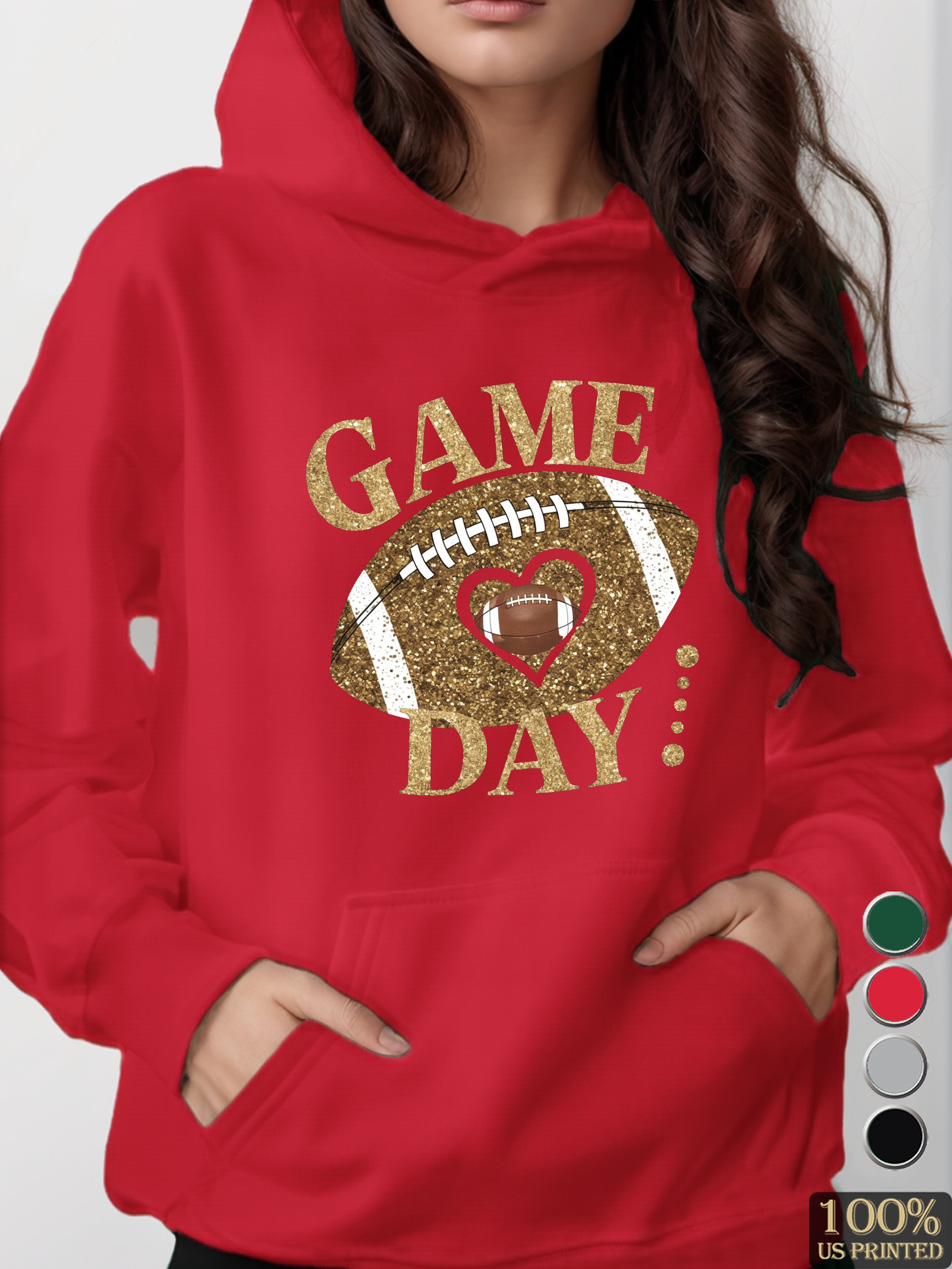 GAME DAY with football women's hooded sweatshirt