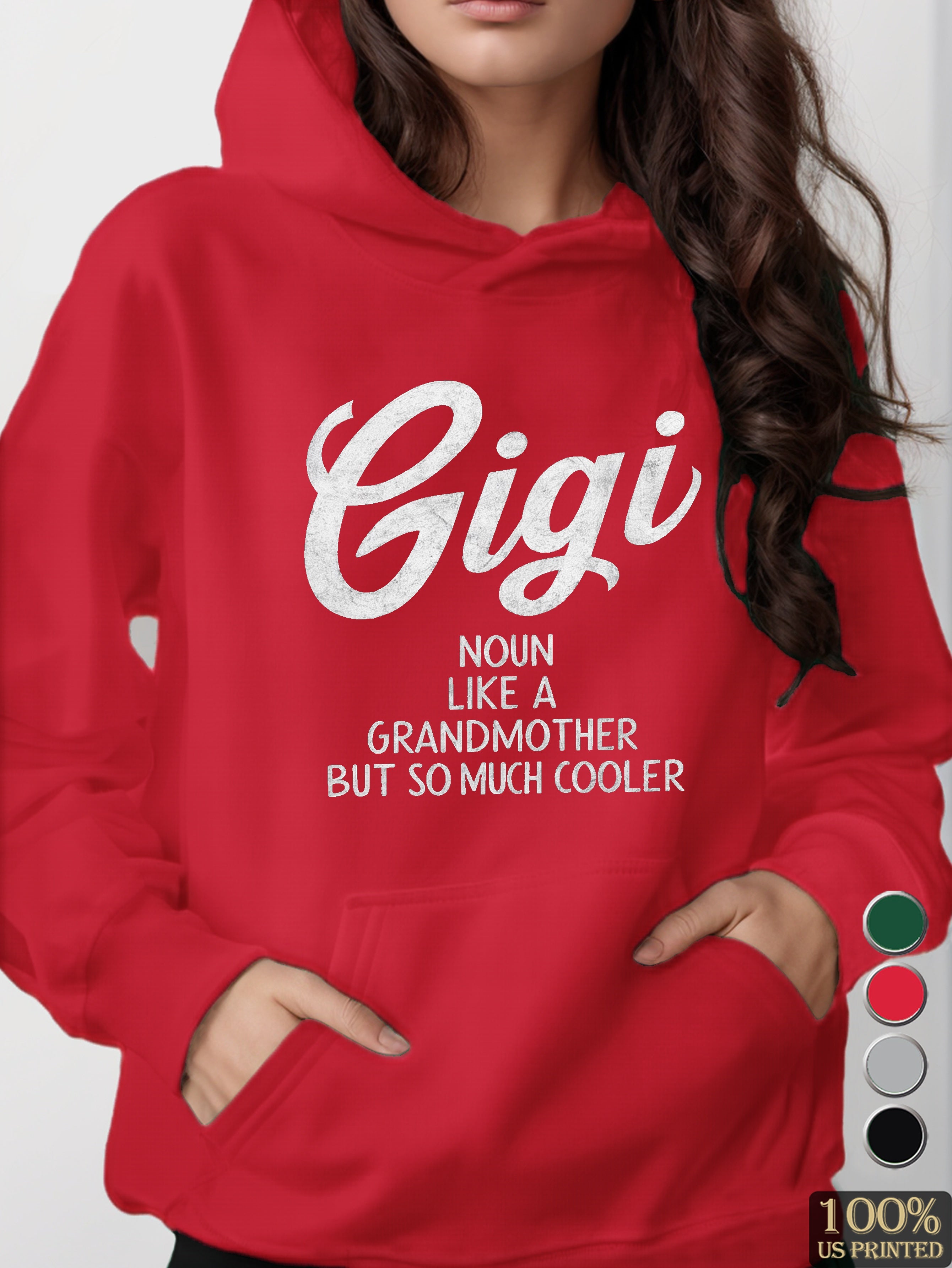 gigi typography illustration women's hooded sweatshirt
