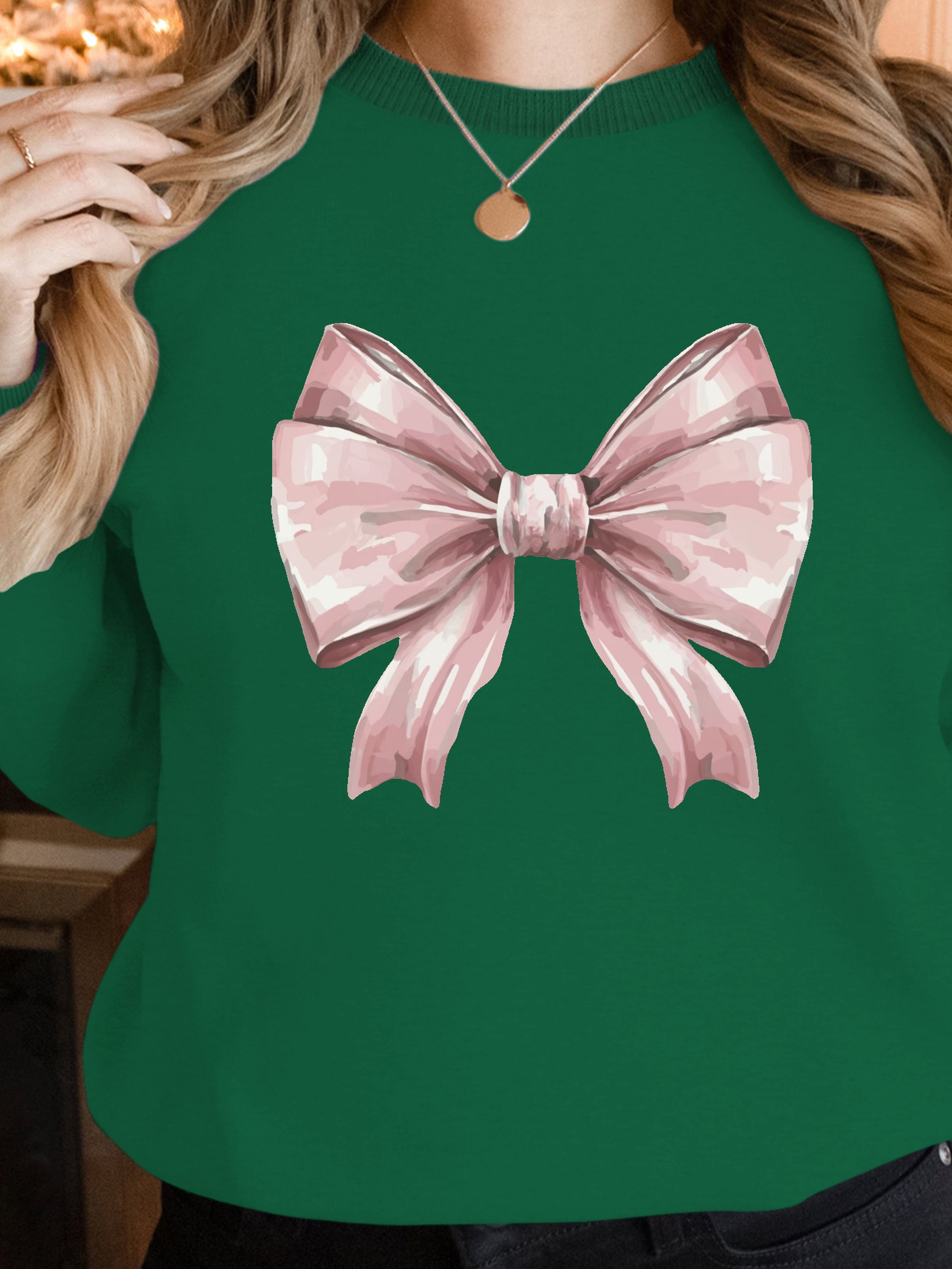 Elegant watercolor pink bow women's sweatshirts
