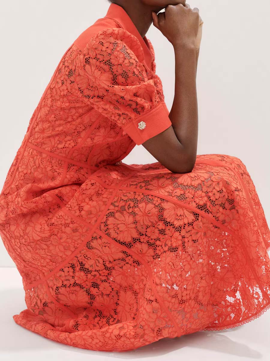 Elegant Lace Ruffle Maxi Dress