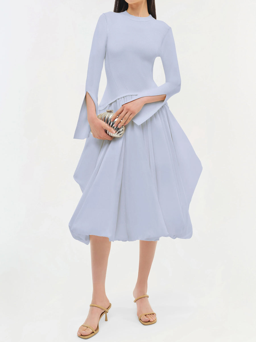 Patchwork Knit Midi Dress