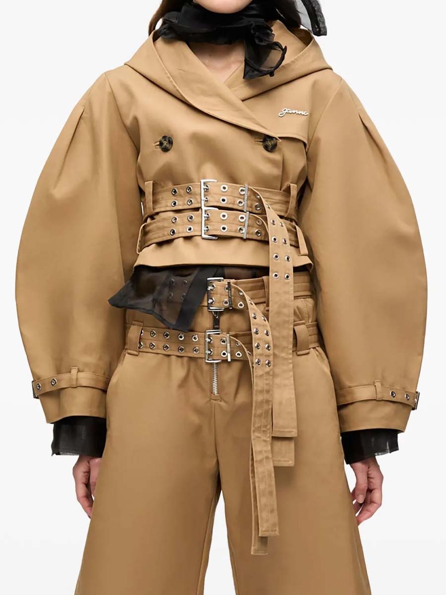 Double Buckle Belted Two Pieces Set