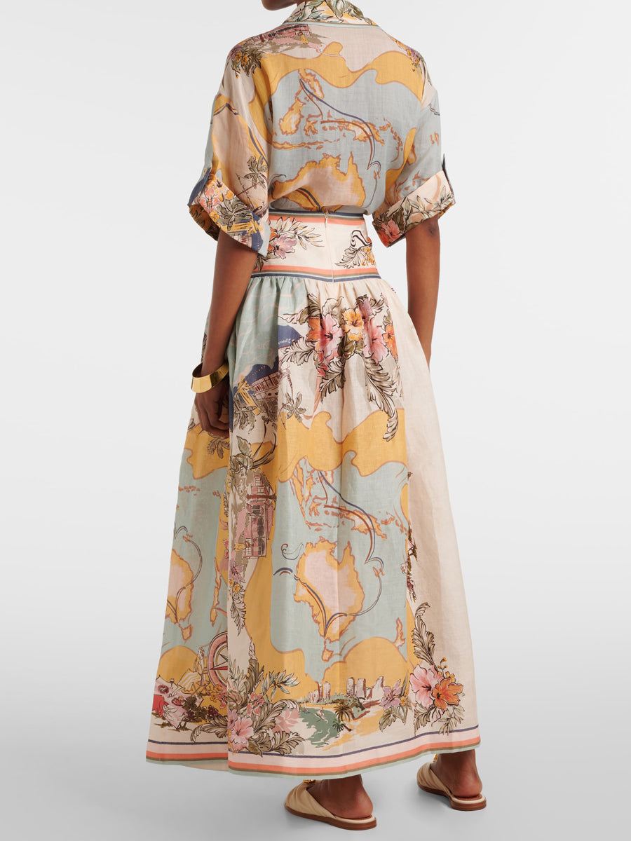 Elegant Casual Print High Waist Skirt