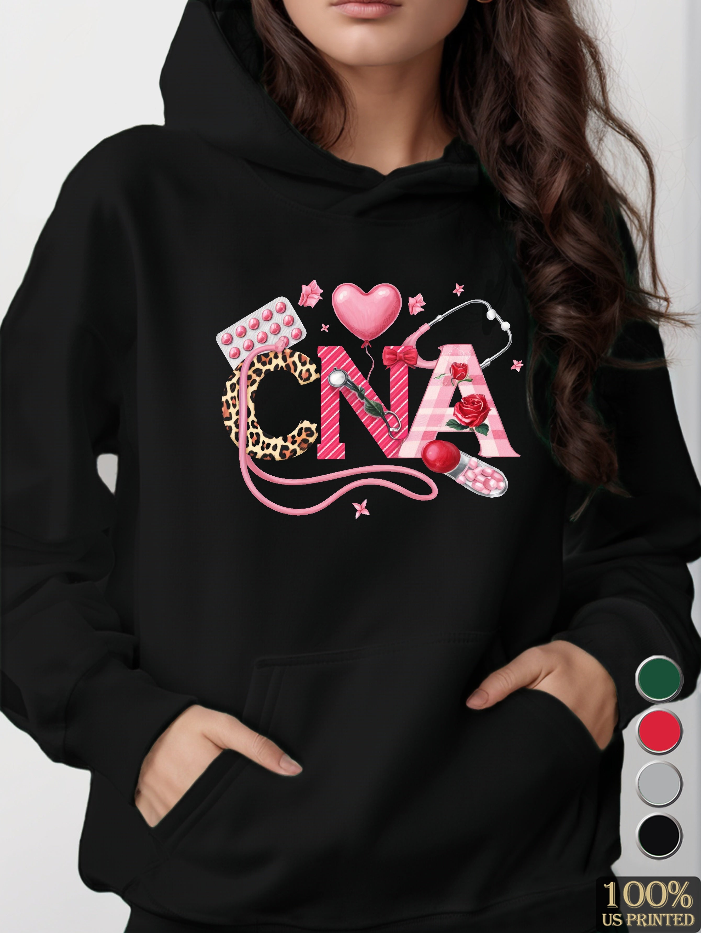 CNA prominently displayed women's hooded sweatshirt