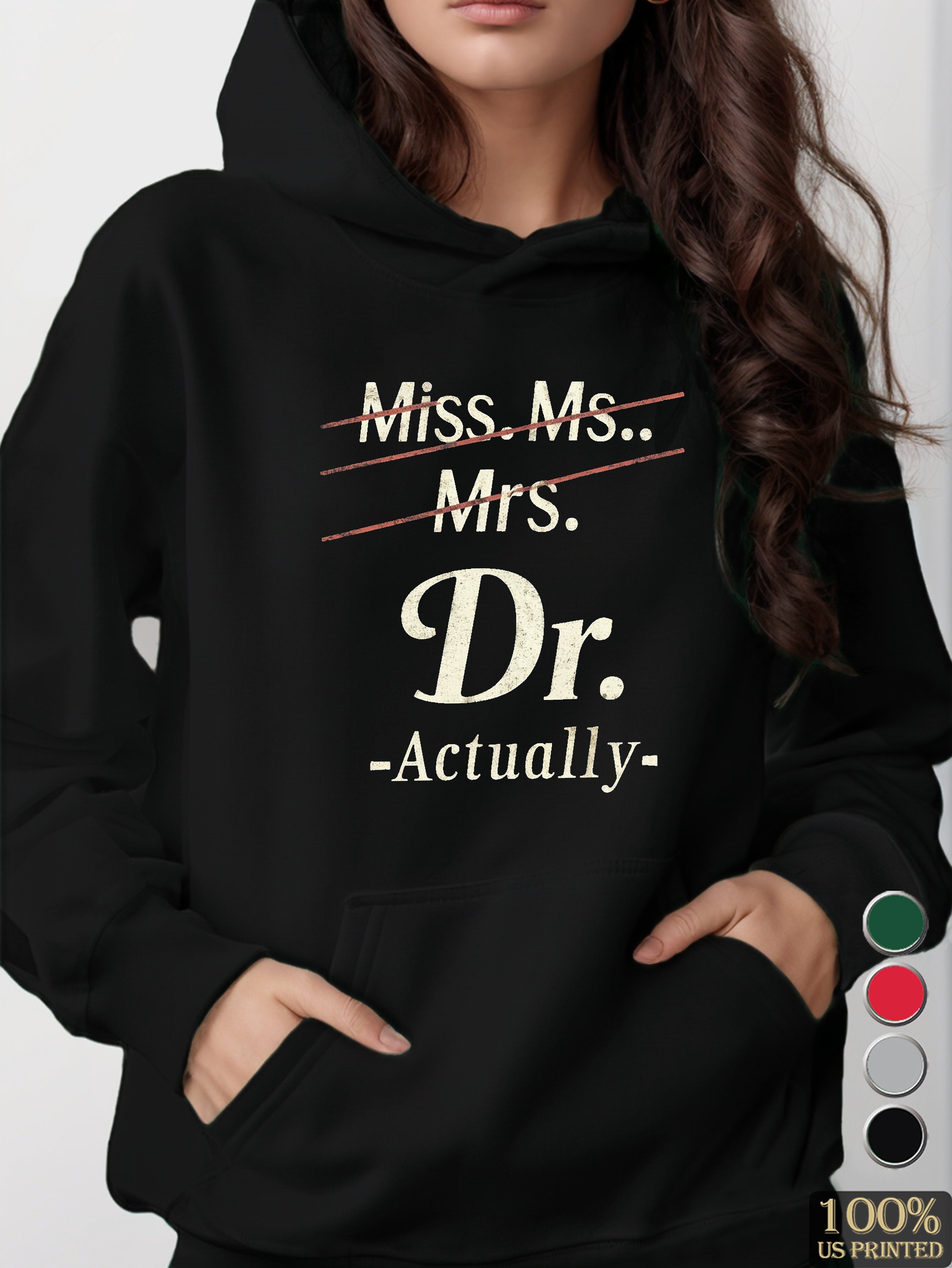 Dr with strikethrough titles women's hooded sweatshirt
