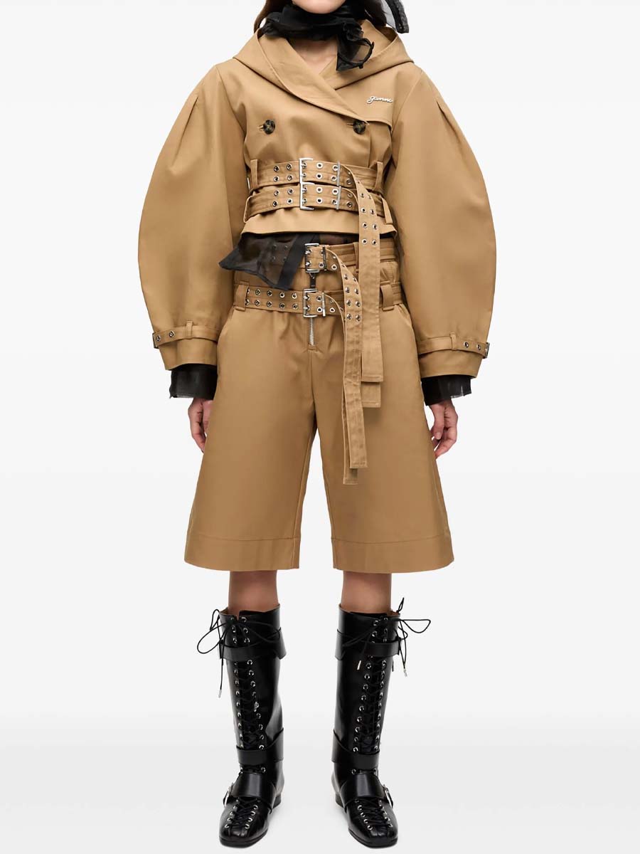 Double Buckle Belted Two Pieces Set