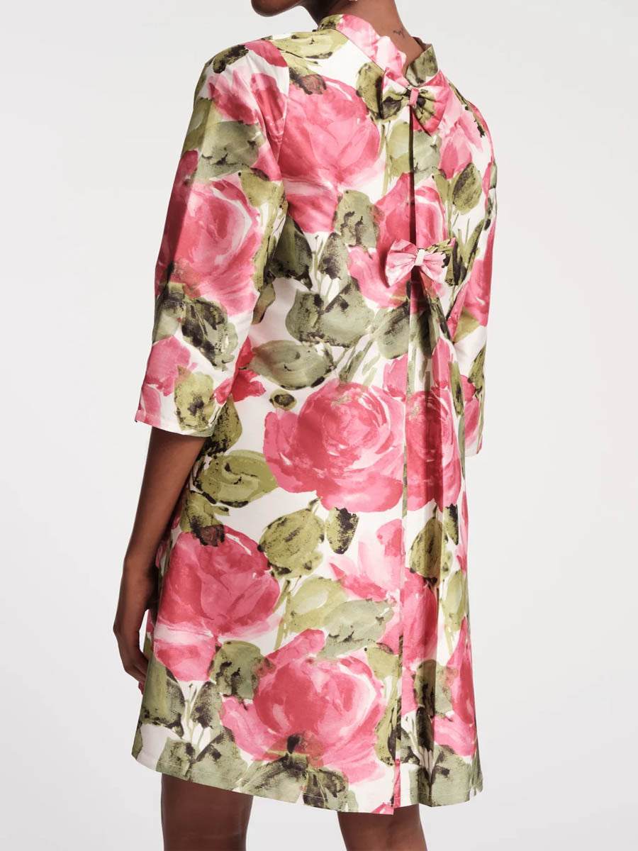 Bow Back Printed Mini Dress