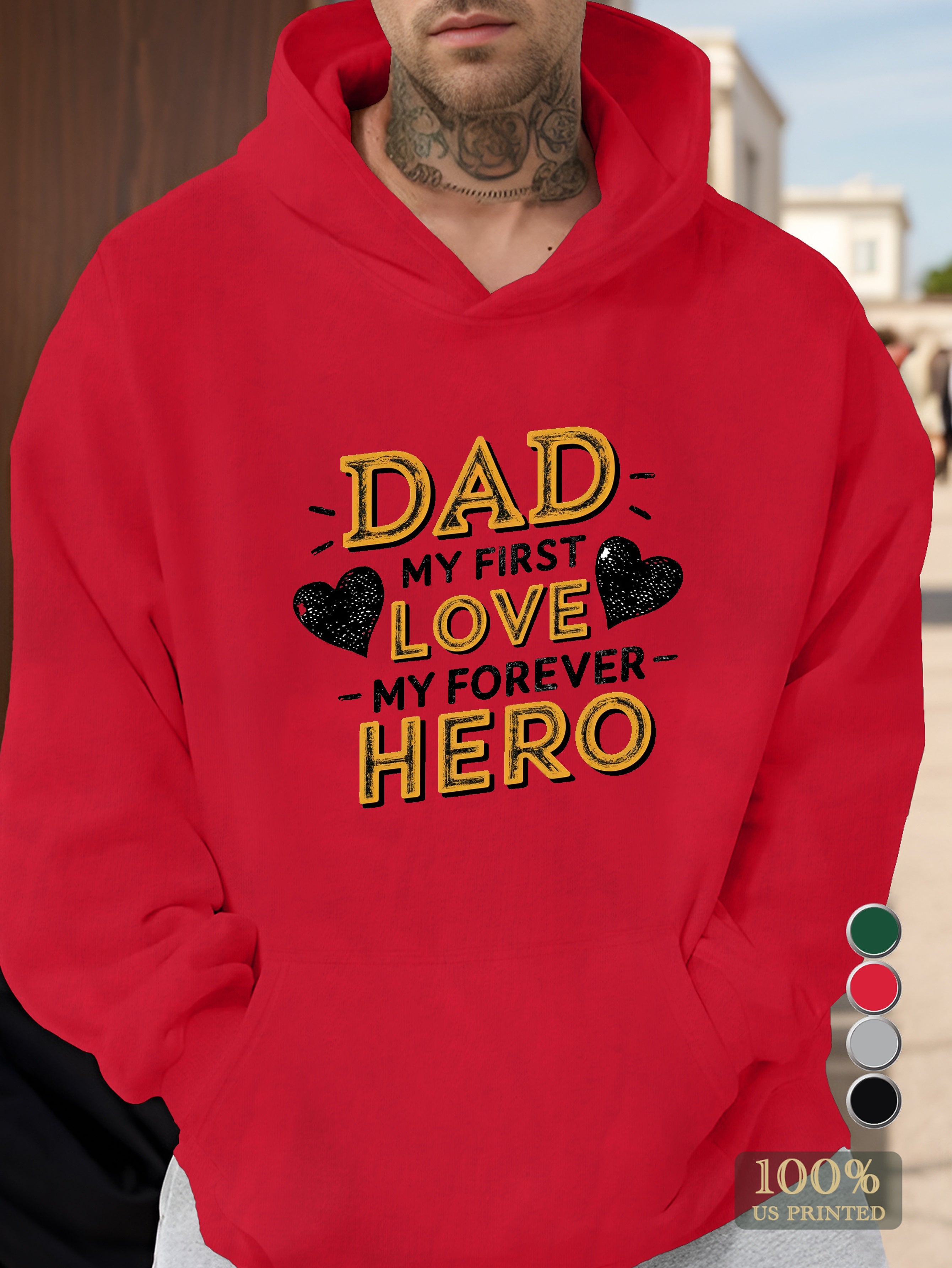 DAD hero love heart Men's hooded sweatshirt
