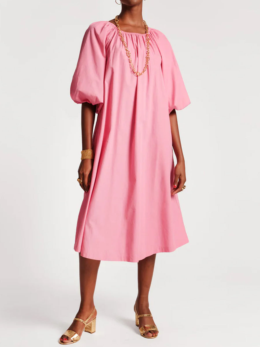 Off Shoulder Belted Loose Midi Dress