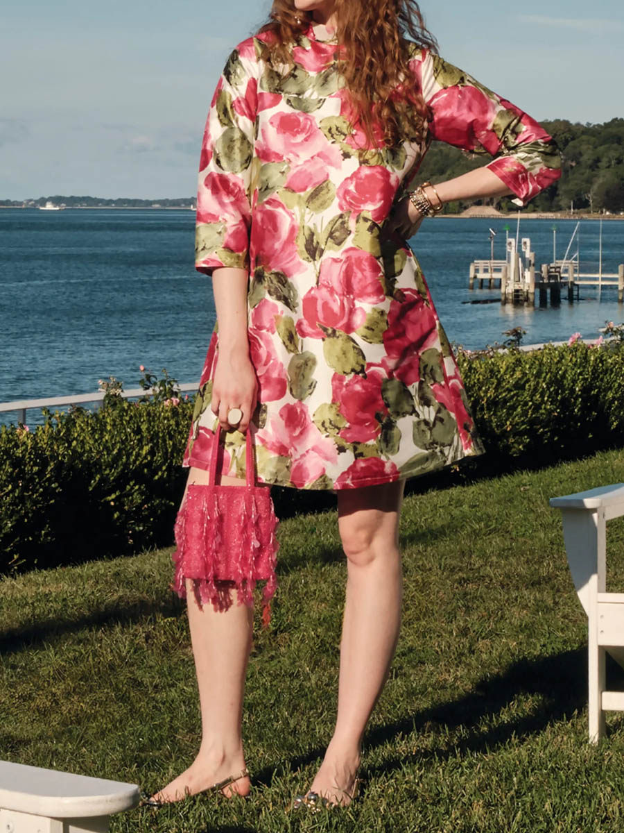 Bow Back Printed Mini Dress