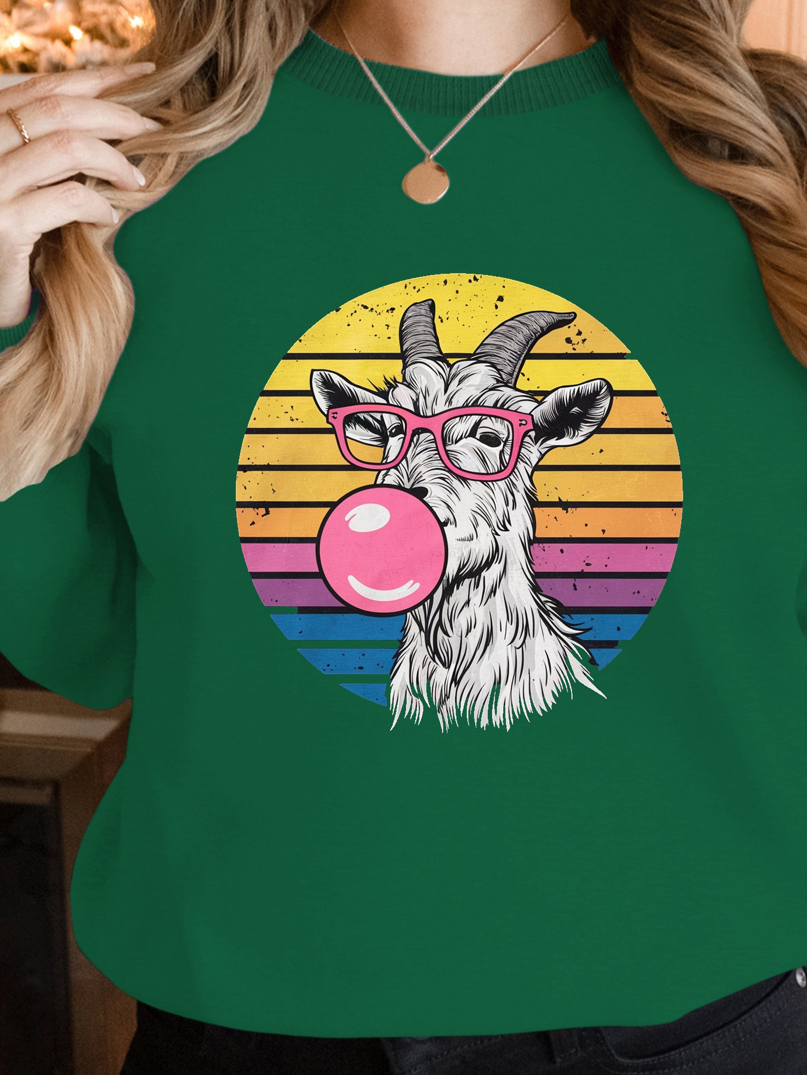 Goat wearing pink glasses women's sweatshirts