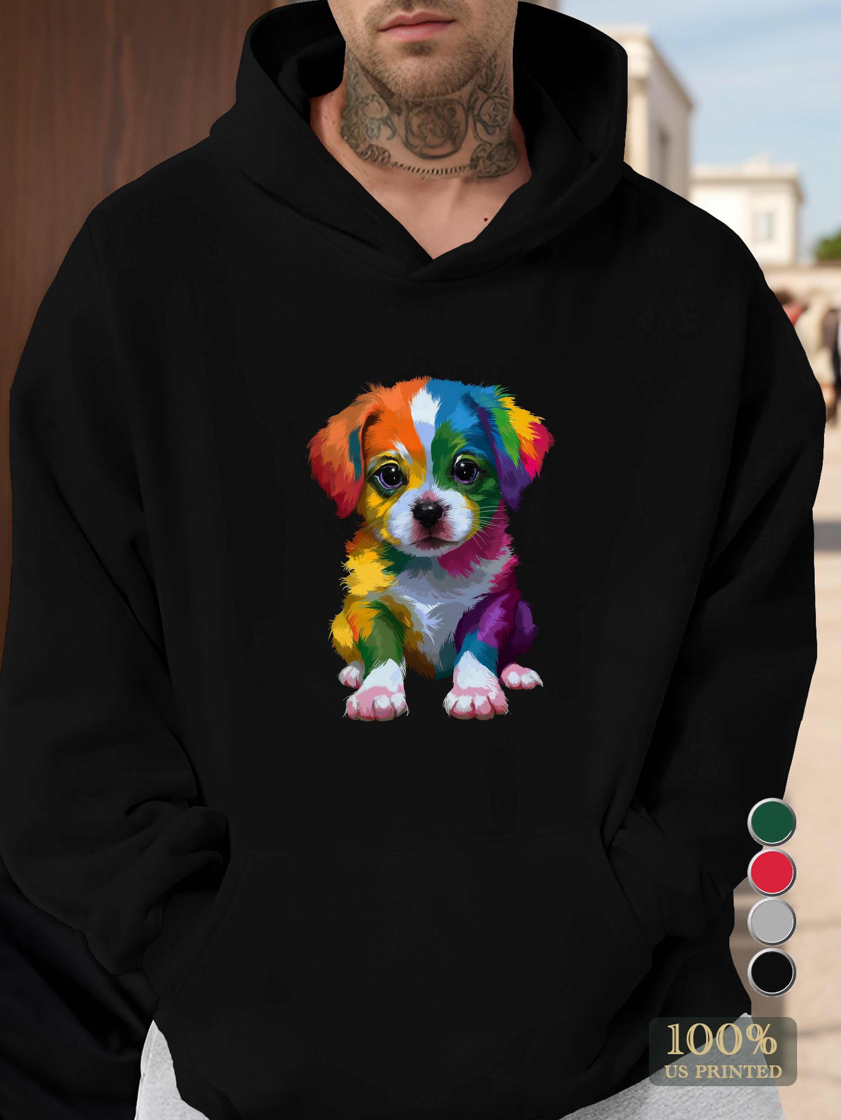 Colorful Puppy Men's hooded sweatshirt